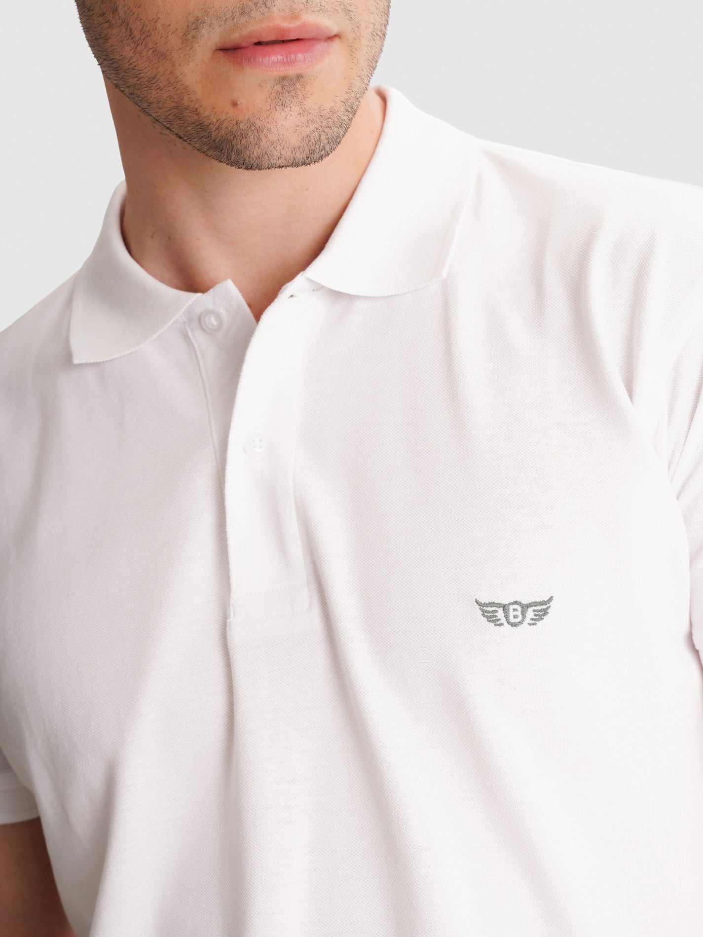 WHITE POLO SHORT SLEEVES REGULAR FIT MR. BLUE