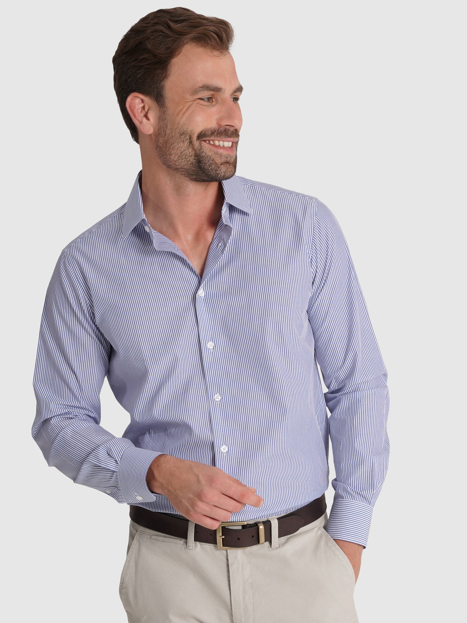 CAMISA DE ALGODÓN AZUL MANGA LARGA CLASSIC FIT MR. AZUL