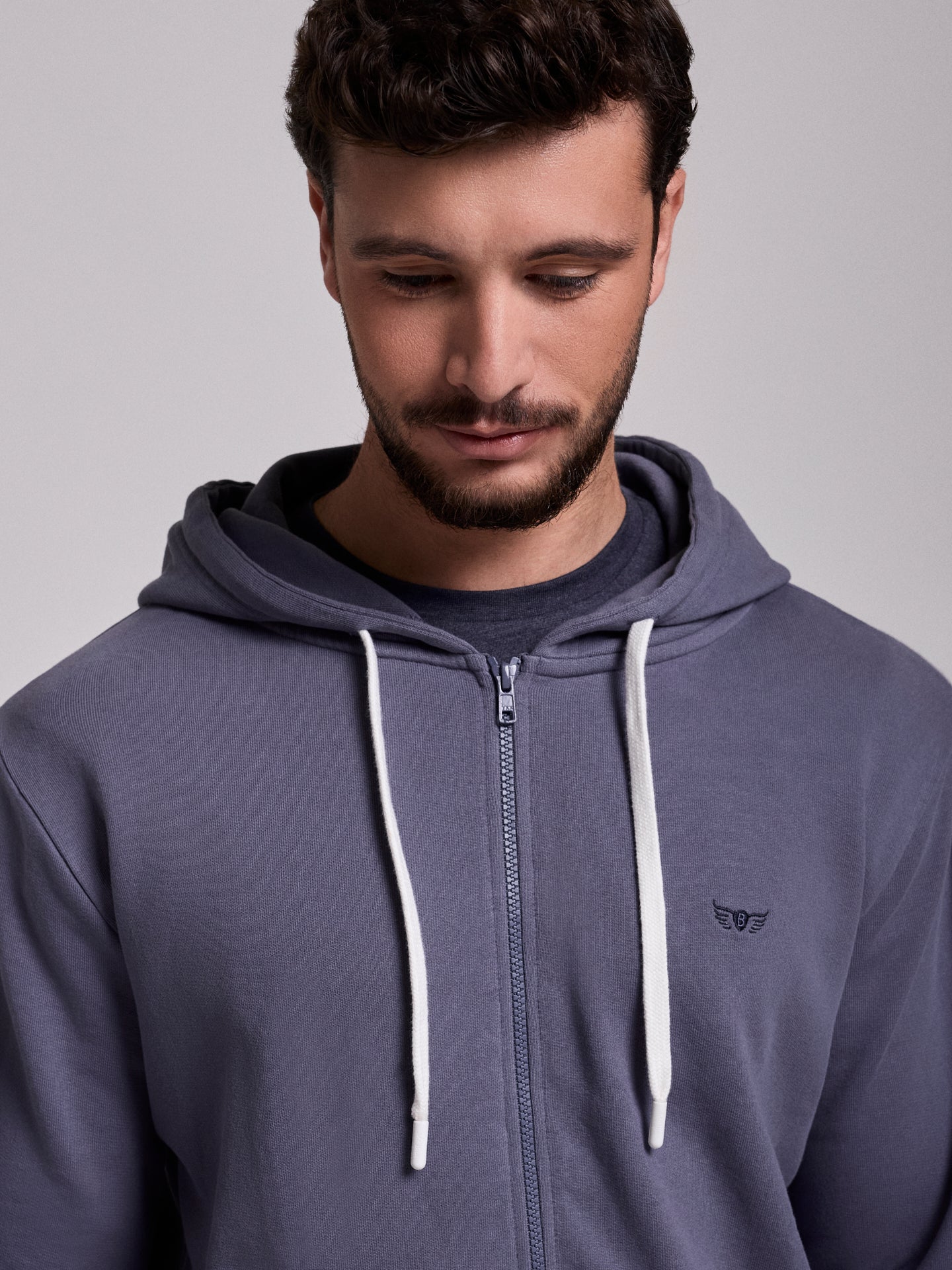 HOODIE ALGODÃO AZUL MANGA COMPRIDA REGULAR FIT MR. BLUE