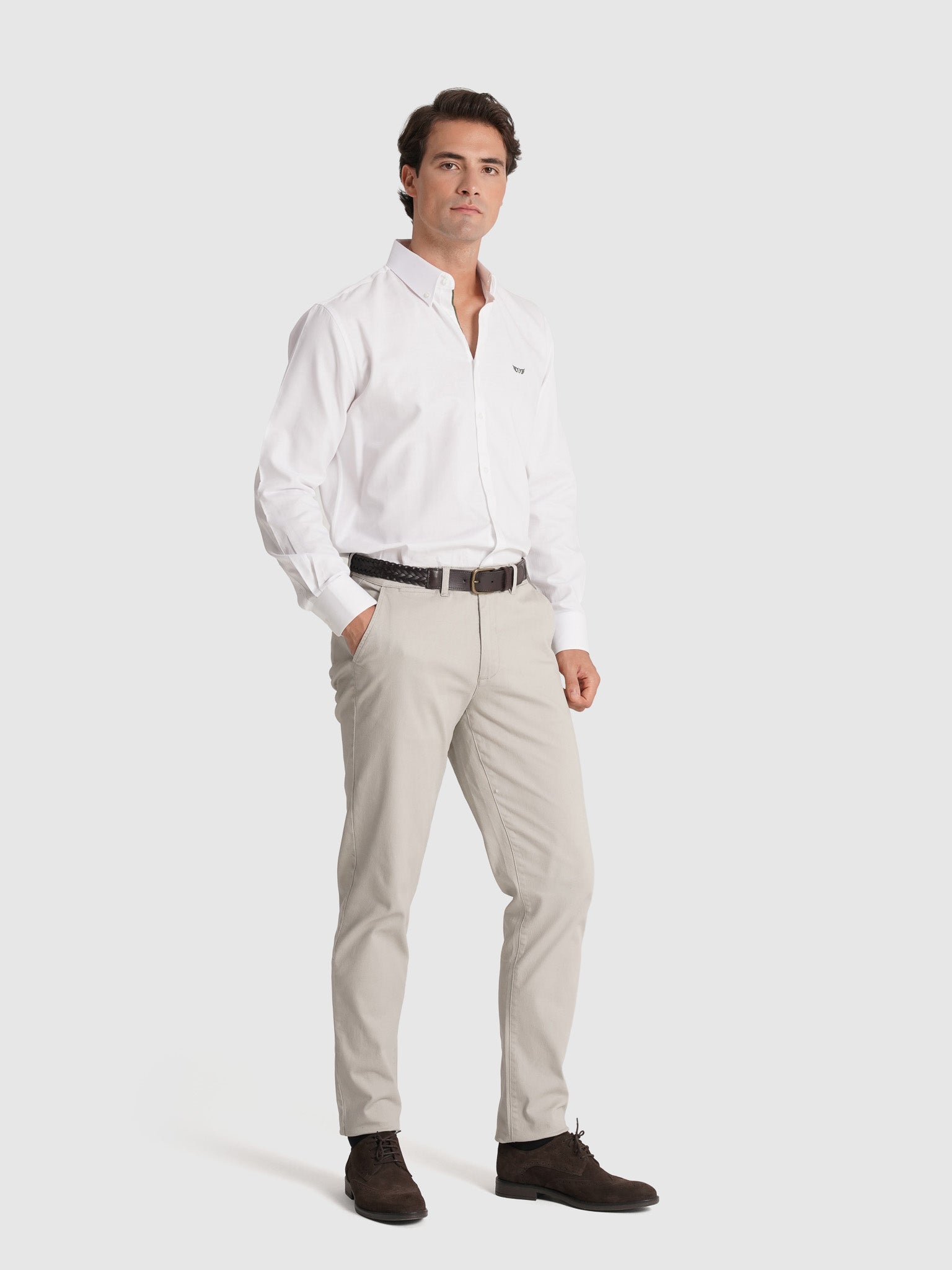 WHITE COTTON SHIRT LONG SLEEVE REGULAR FIT MR. BLUE