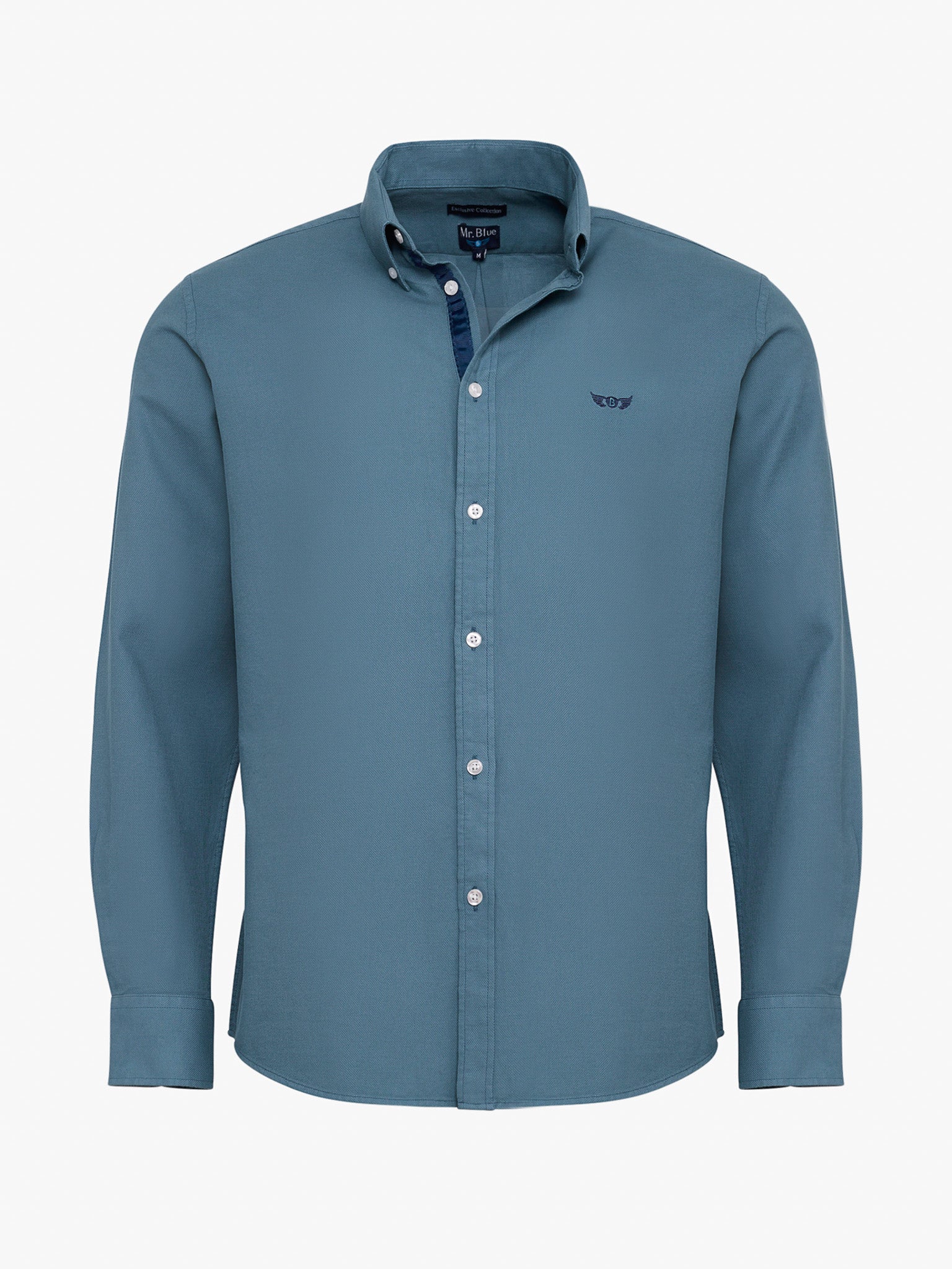 GREEN COTTON SHIRT LONG SLEEVE REGULAR FIT MR. BLUE