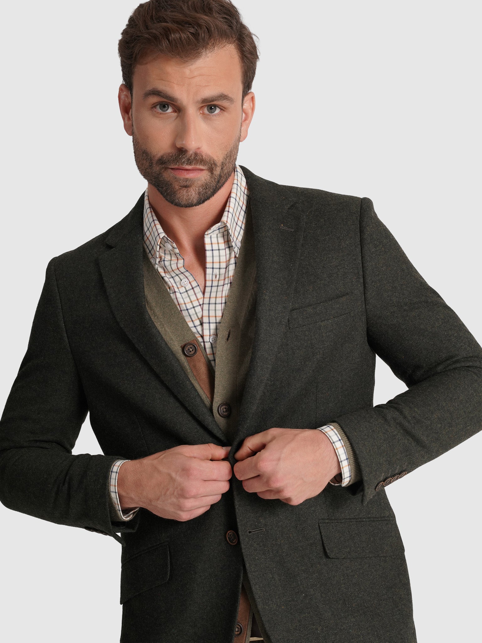 AMERICANA LANA VERDE MANGA LARGA REGULAR FIT MR. AZUL