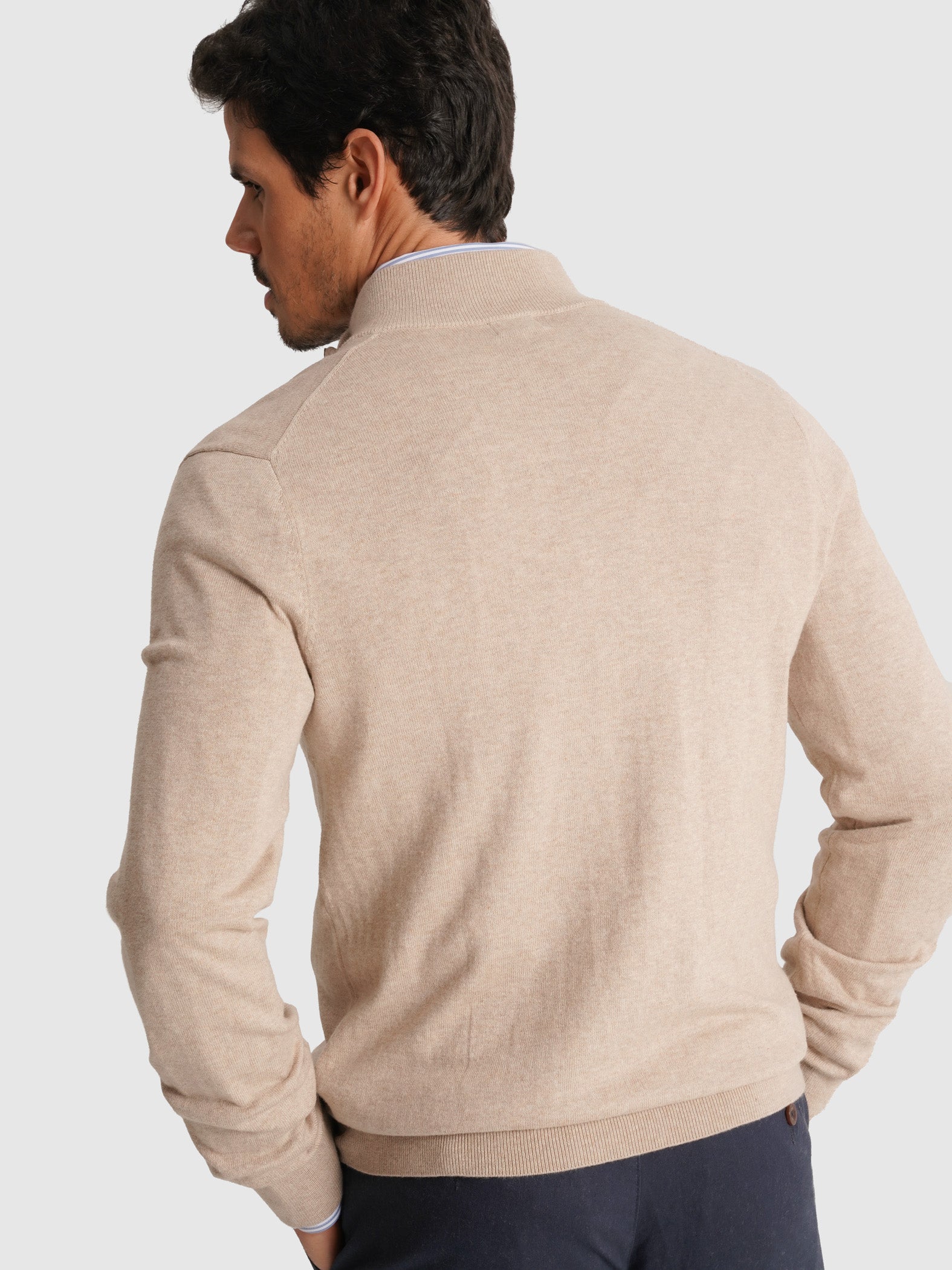 BEIGE COTTON PULLOVER LONG SLEEVE REGULAR FIT MR. BLUE