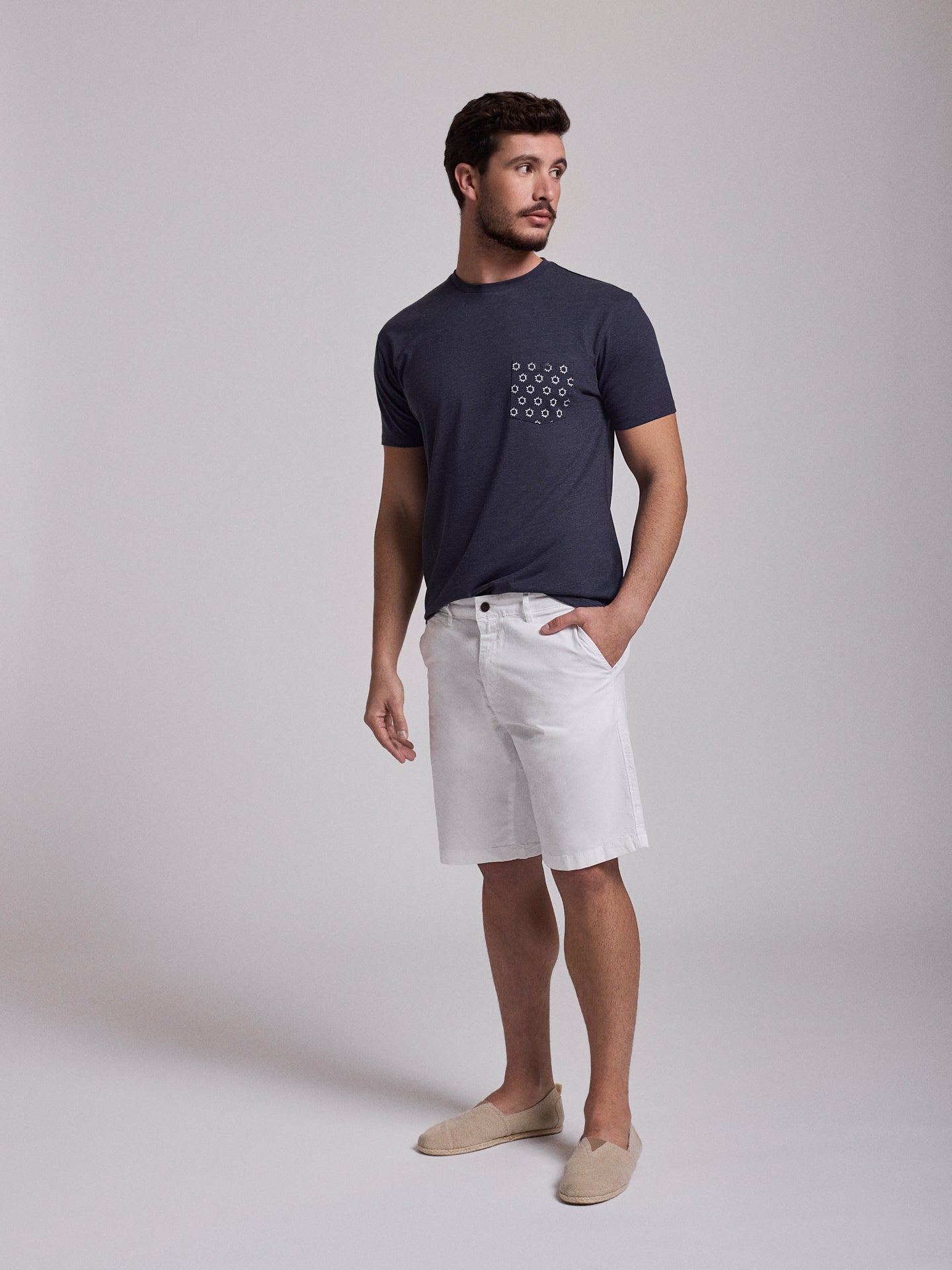 BERMUDA DE ALGODÓN BLANCA REGULAR FIT MR. AZUL