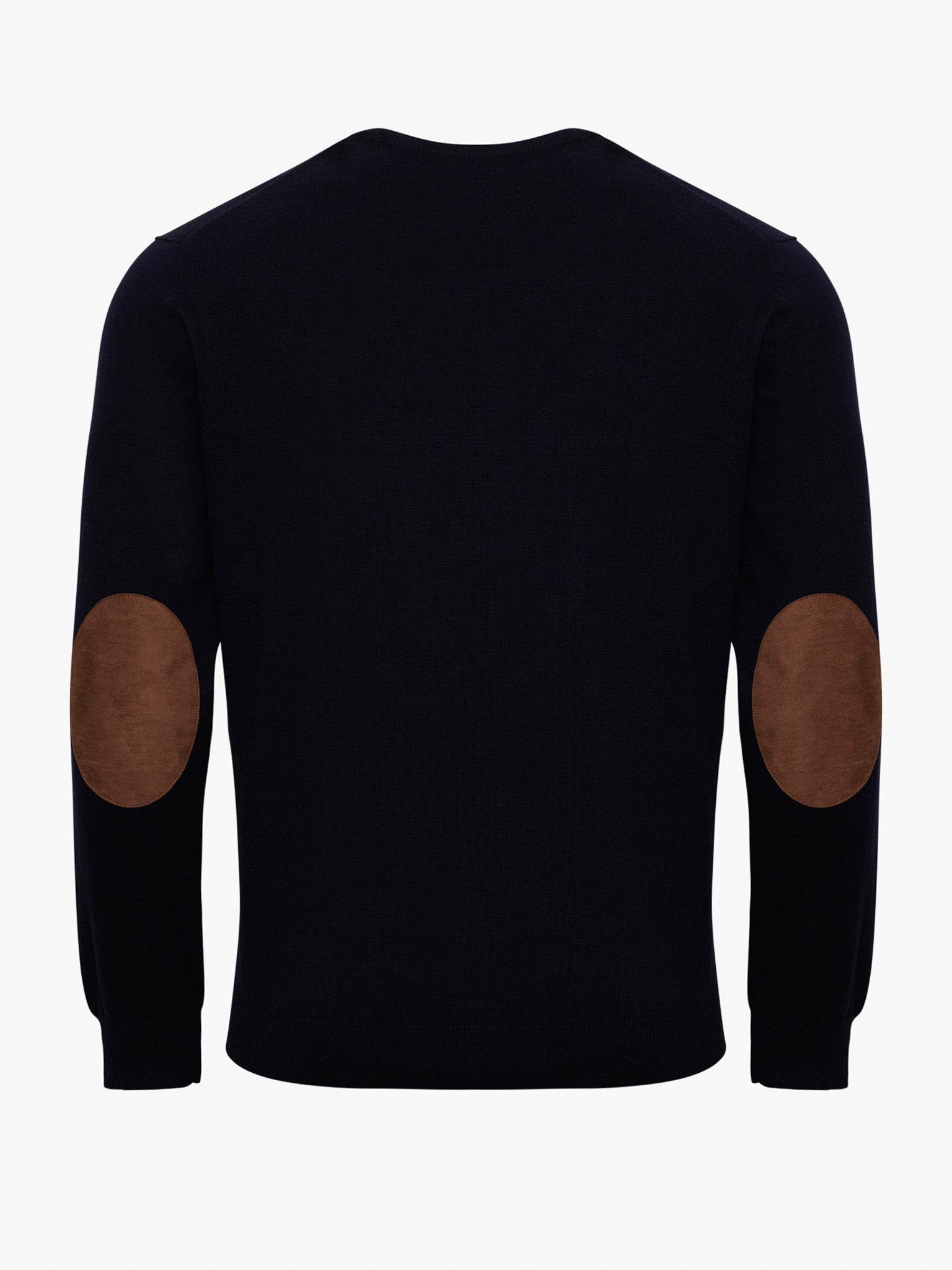 BLUE CASHMERE PULLOVER WITH REGULAR FIT MR ELBOW PADS. BLUE