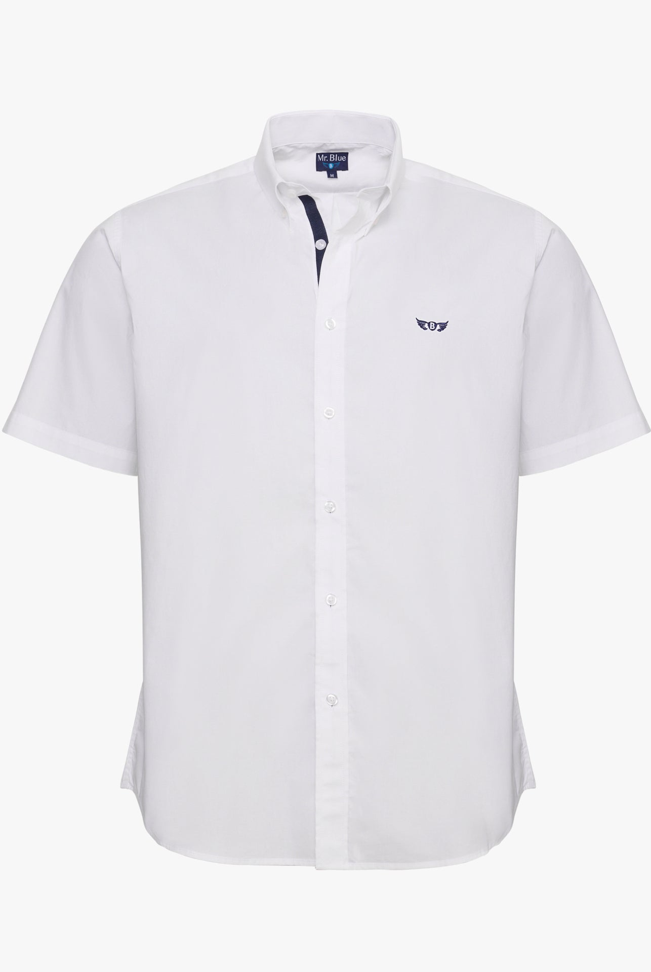 CAMISA ALGODÃO BRANCA MANGA CURTA REGULAR FIT MR. BLUE