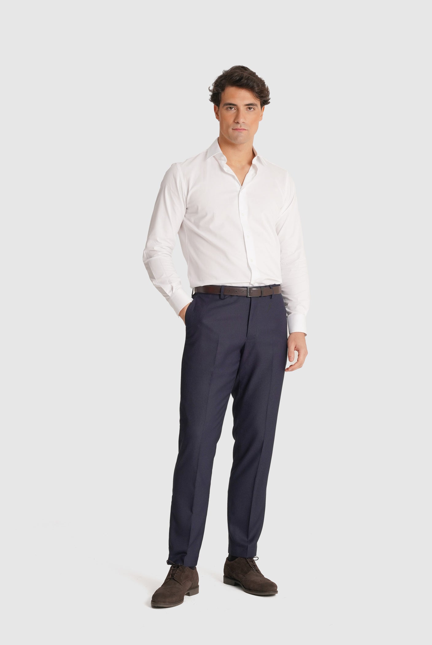 CAMISA TWILL BRANCA MANGA COMPRIDA CLASSIC FIT MR. BLUE