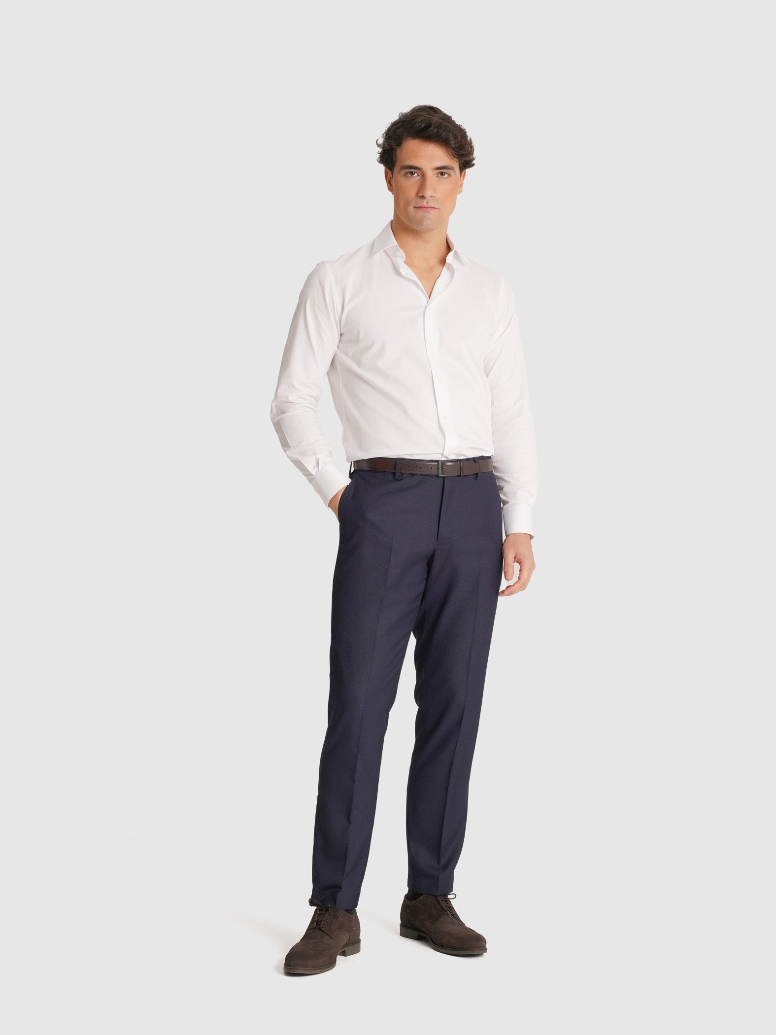 CAMISA TWILL BRANCA MANGA COMPRIDA CLASSIC FIT MR. BLUE