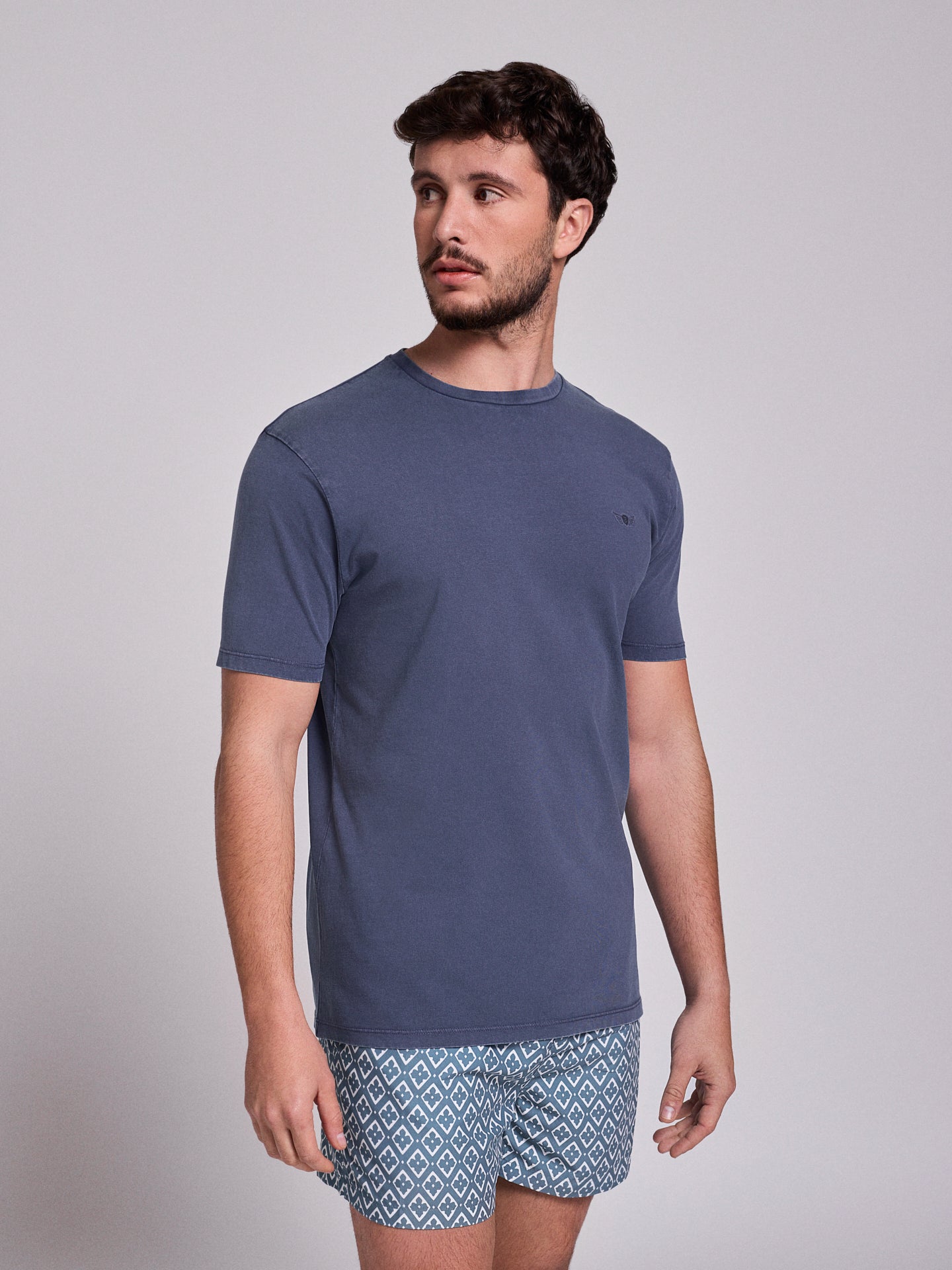 BLUE COTTON T-SHIRT SHORT SLEEVE REGULAR FIT MR. BLUE
