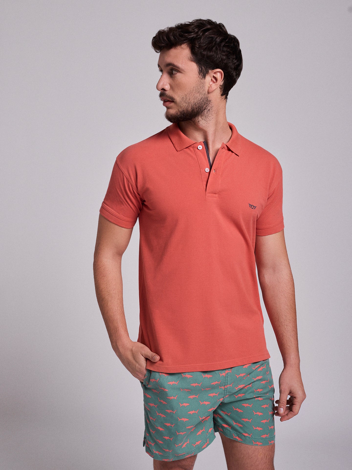 POLO VERMELHO MANGA CURTA REGULAR FIT MR. BLUE