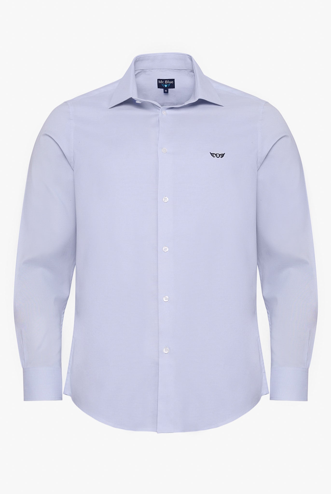 Camisa Algodão Azul Manga Comprida Slim Fit Mr. Blue