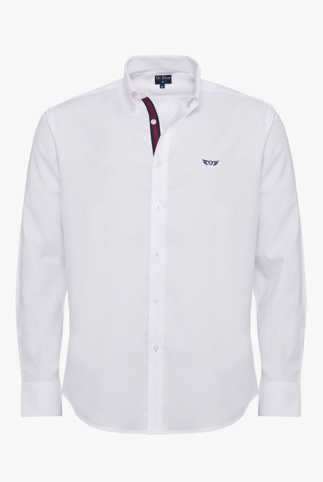 CAMISA ALGODÃO BRANCA MANGA COMPRIDA REGULAR FIT MR. BLUE