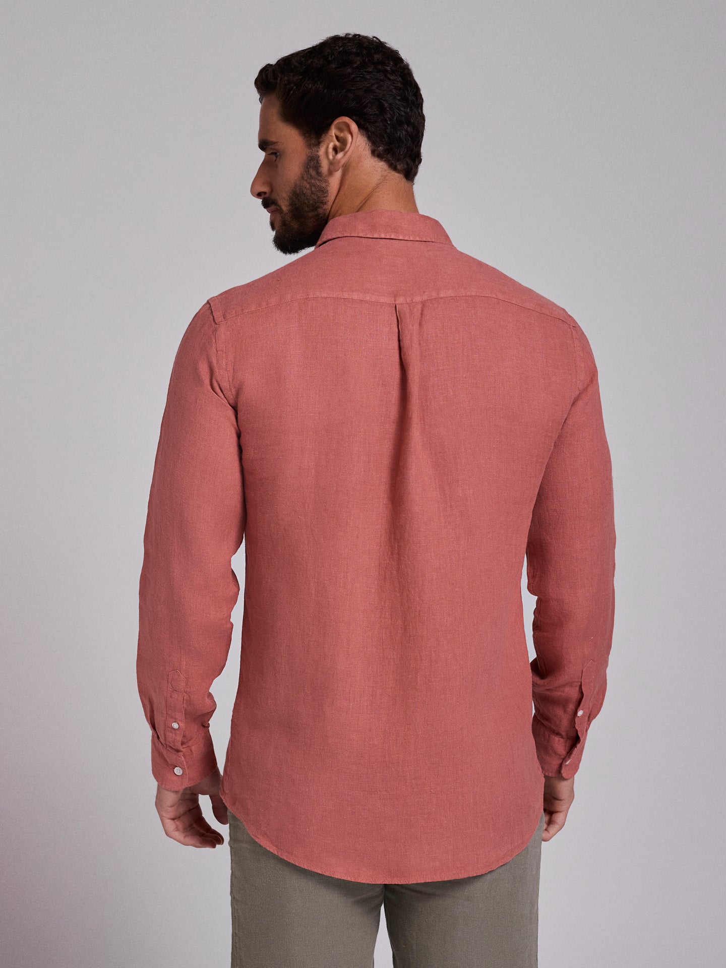 CAMISA LINHO ROSA MANGA COMPRIDA TAILORED FIT MARK BELLUCCI
