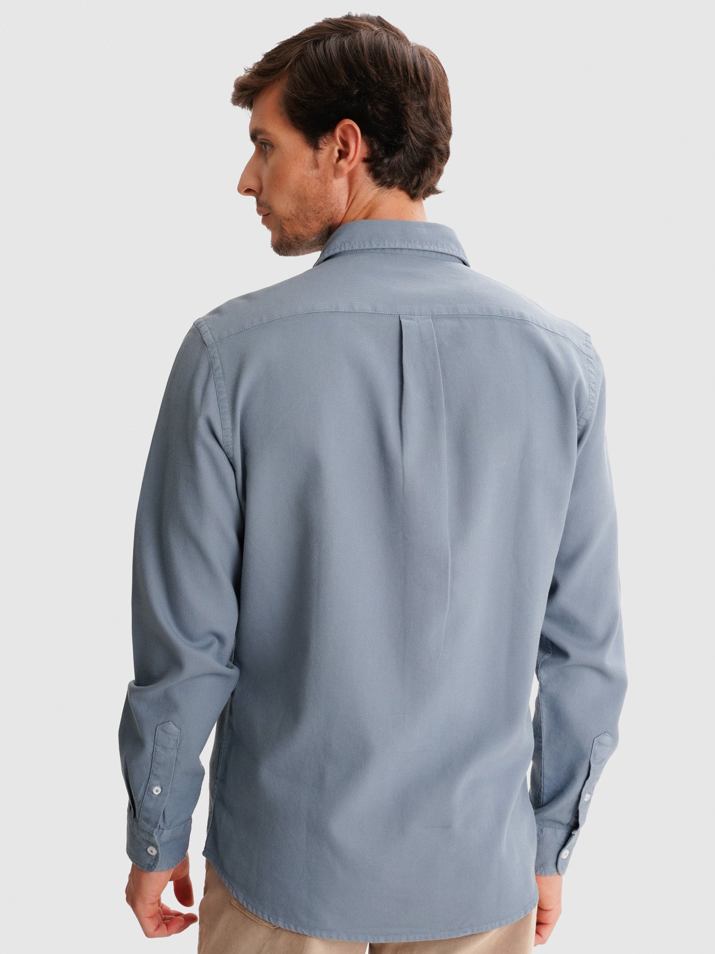 AJUSTE A MEDIDA MR. CAMISA DE ALGODÓN AZUL. AZUL