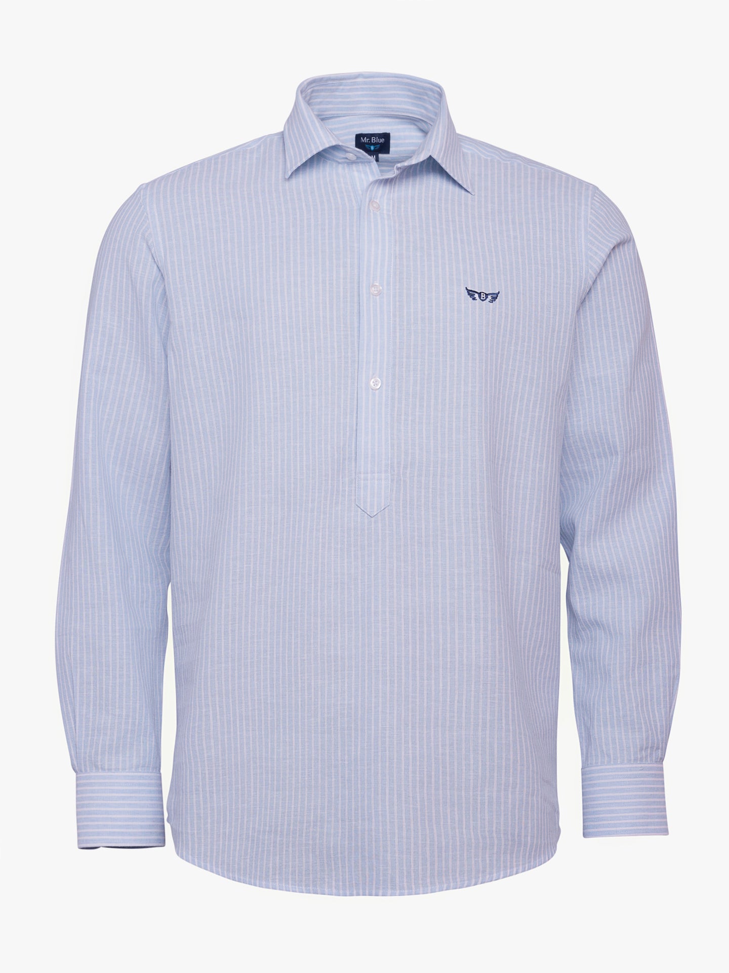Camisa Regular Fit Lino Azul Mr. Blue