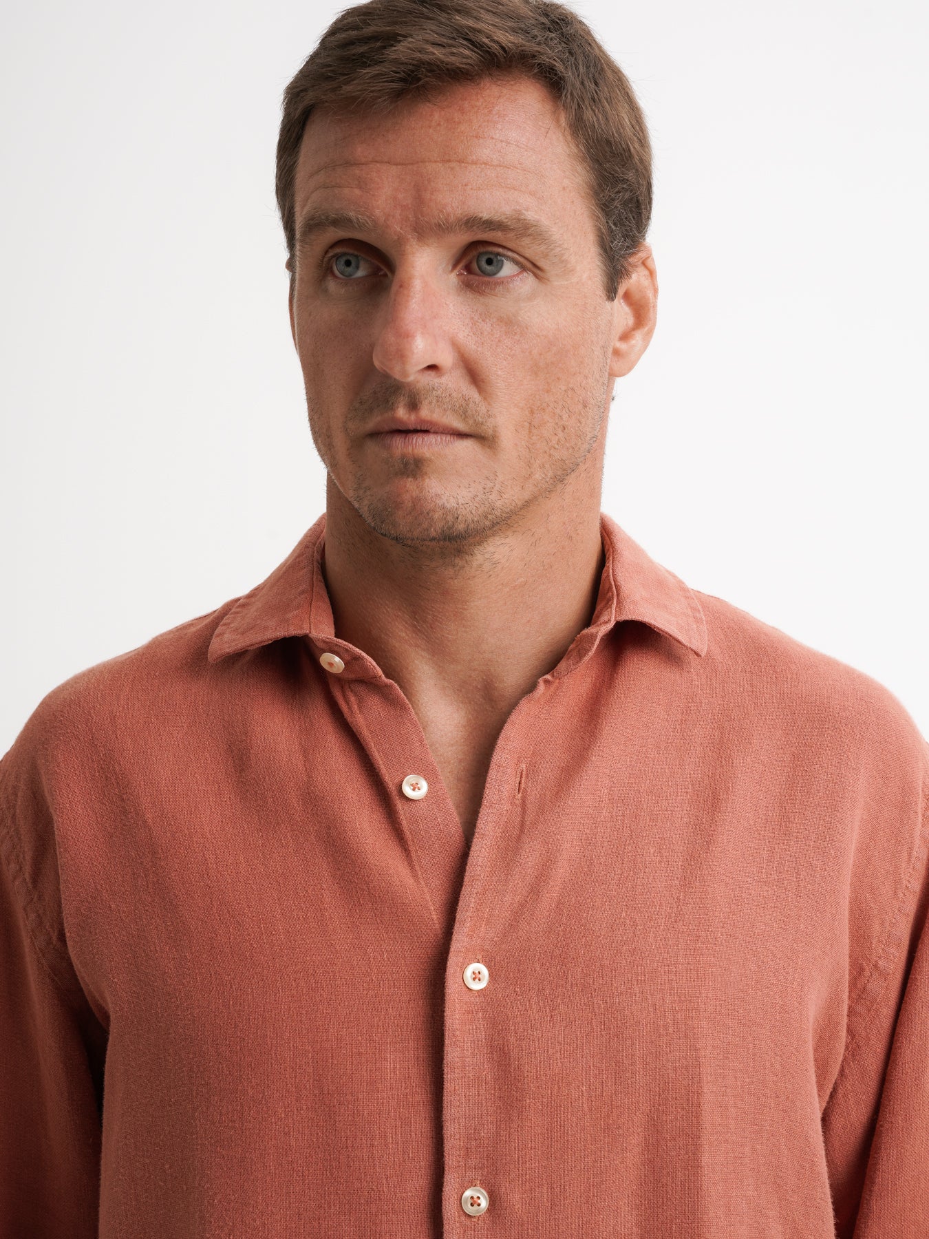 Tailored Fit Pink Linen Shirt Mr. Blue