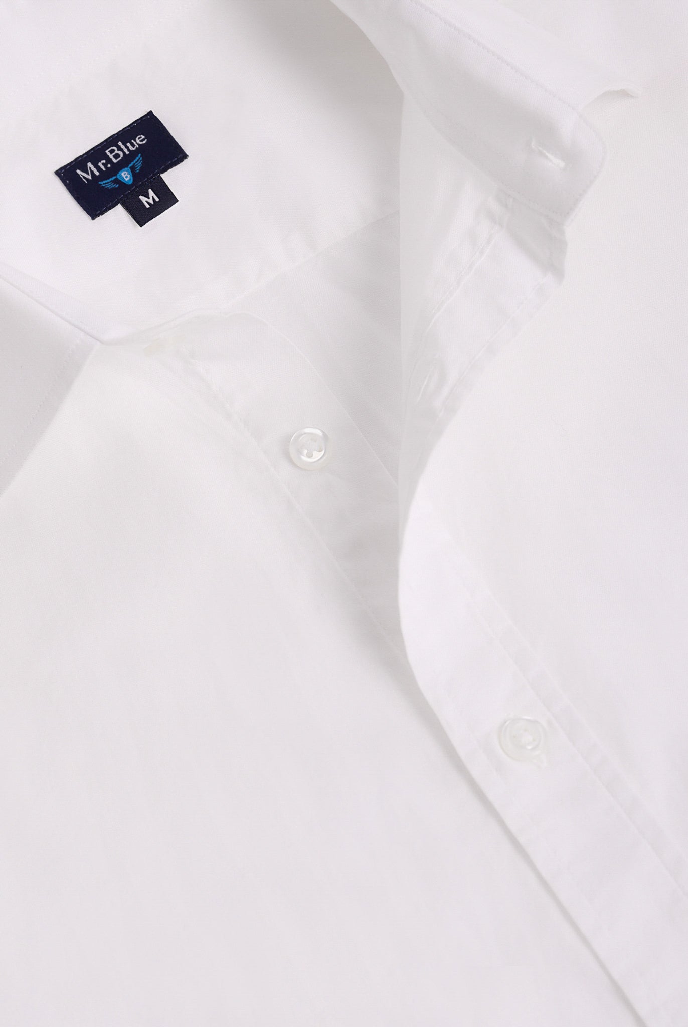 Camisa Algodão Branca Manga Comprida Slim Fit Mr. Blue