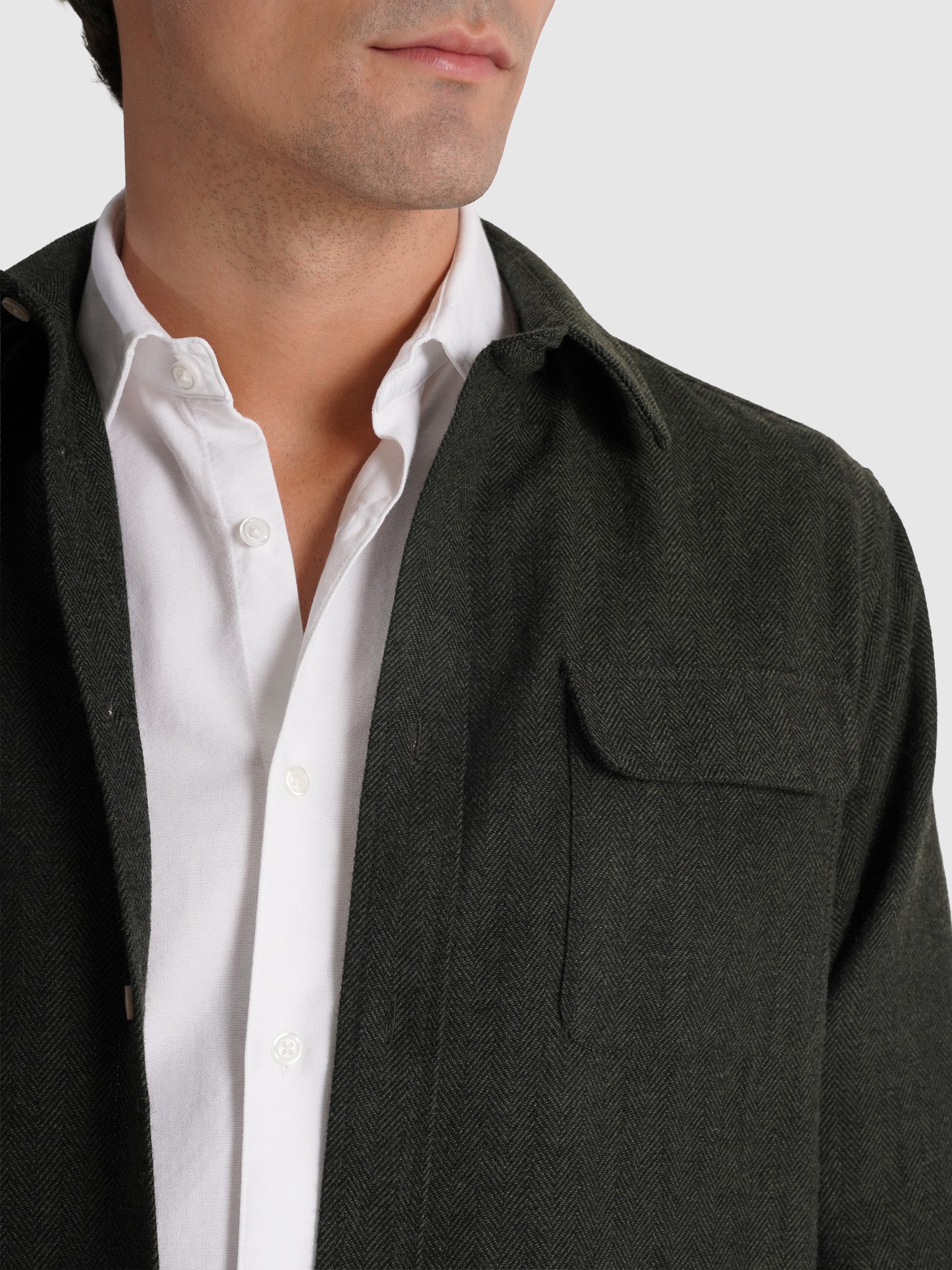 SOBRECAMISA DE LANA VERDE MANGA LARGA REGULAR FIT MARK BELLUCCI