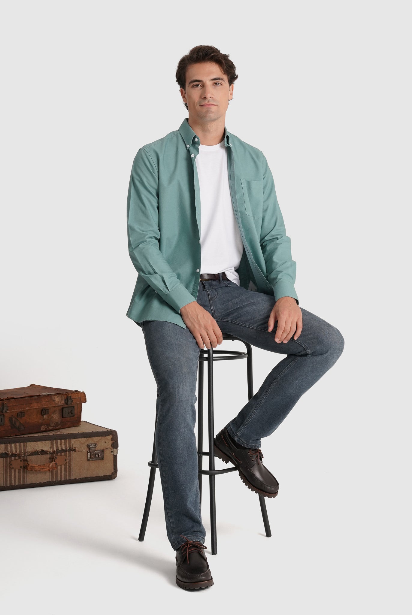 Camisa Algodão Verde Manga Comprida Regular Fit Mr. Blue