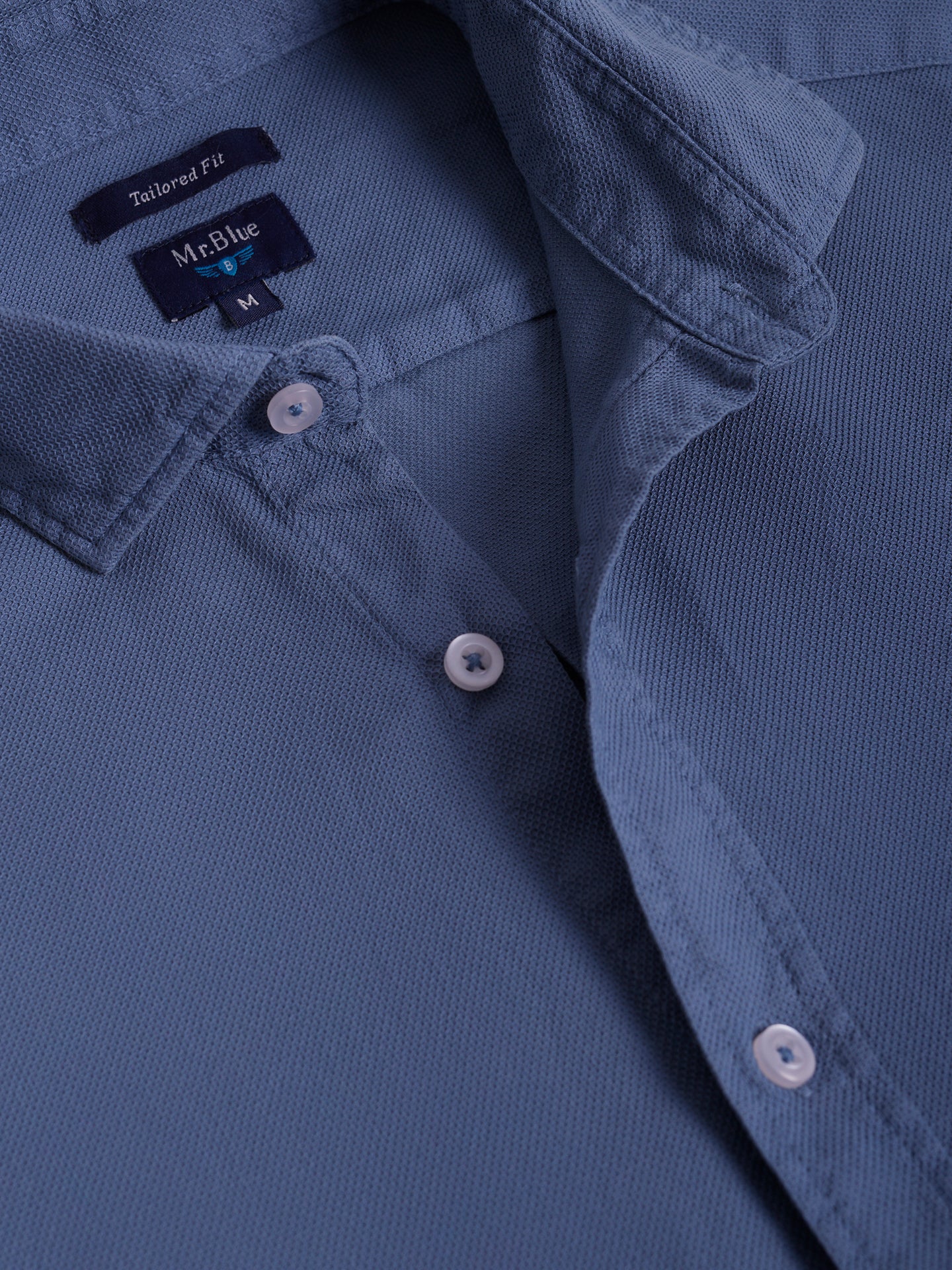 AJUSTE A MEDIDA MR. CAMISA DE ALGODÓN AZUL. AZUL