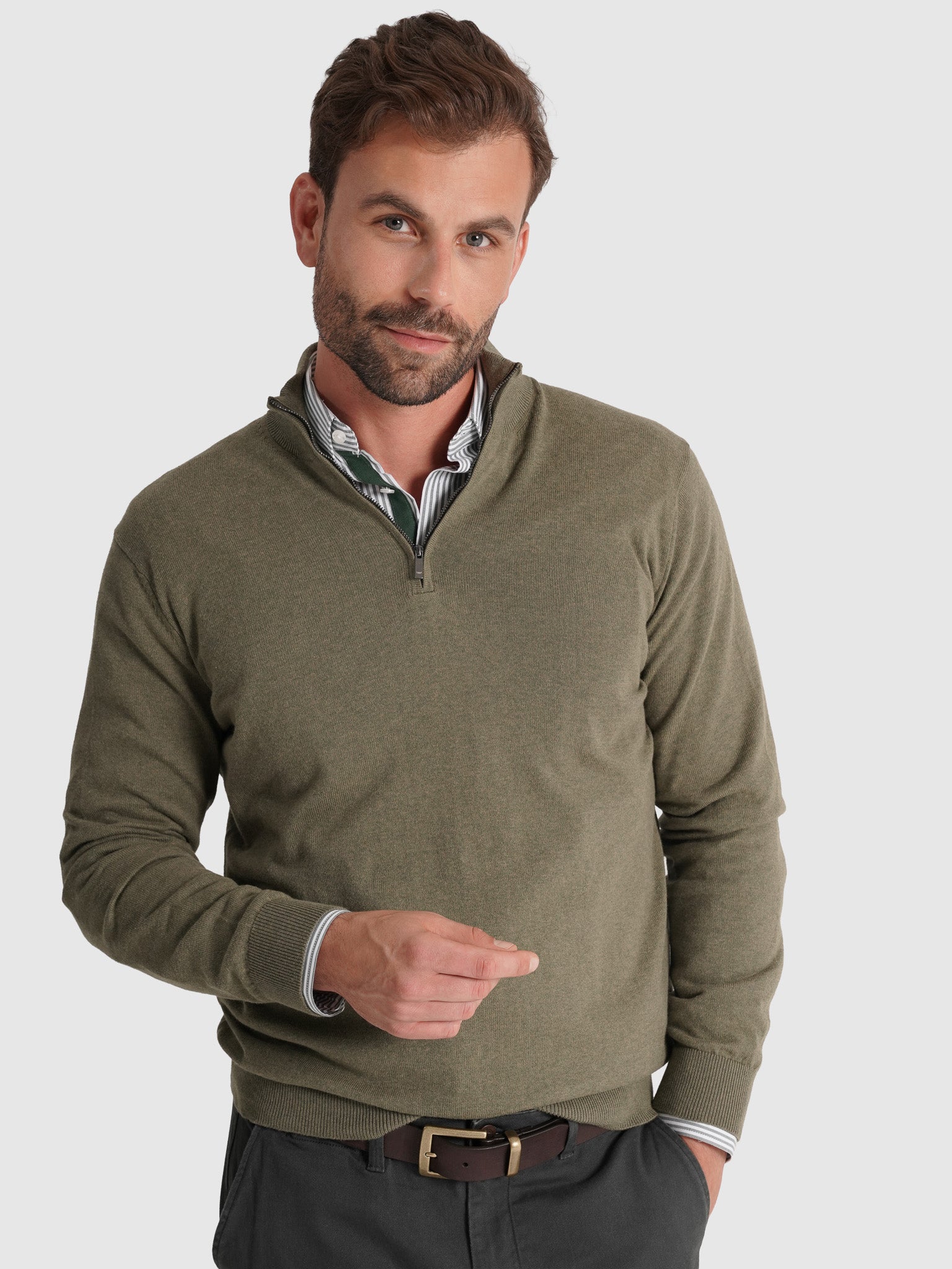 JERSEY DE CASHMERE VERDE MANGA LARGA REGULAR FIT MR. AZUL