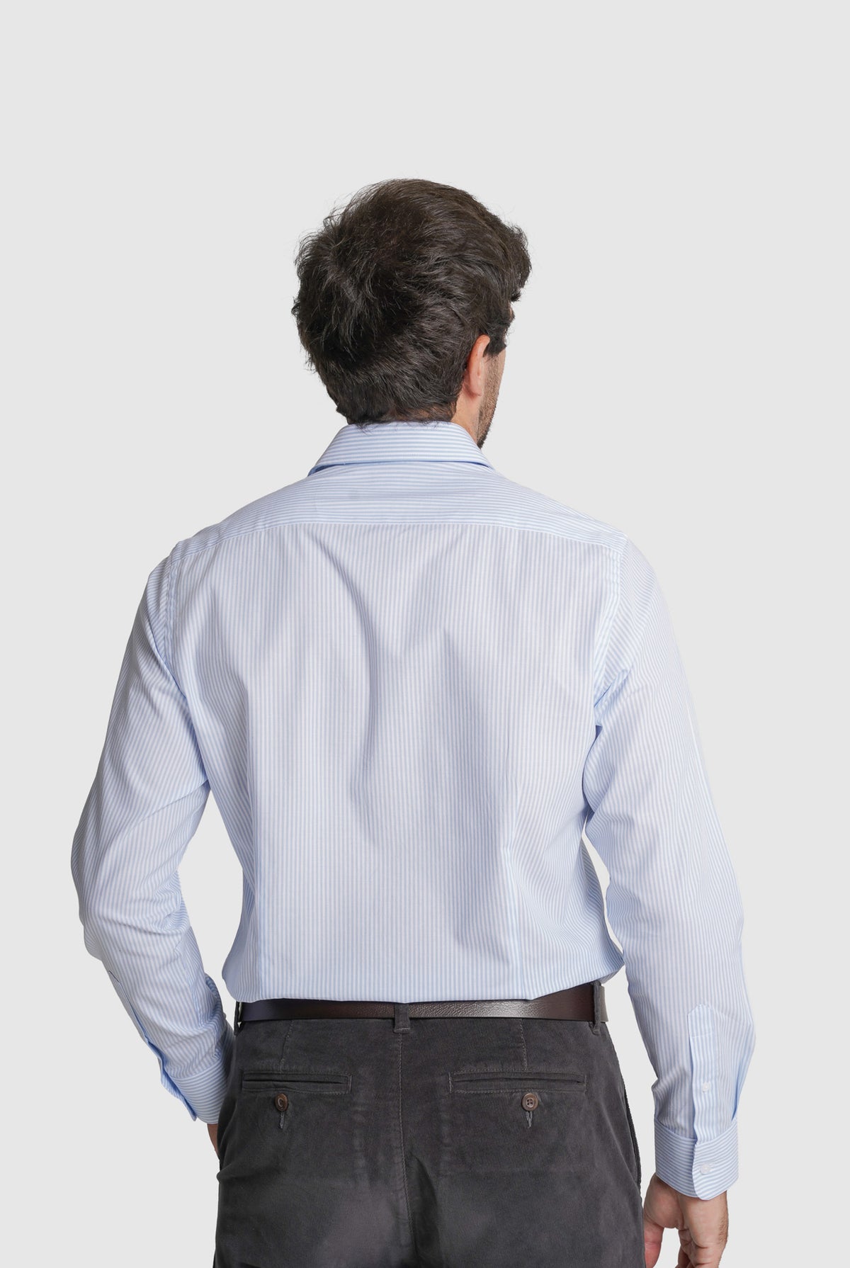 CAMISA ALGODÃO SLIM FIT AZUL ÀS RISCAS MR. BLUE