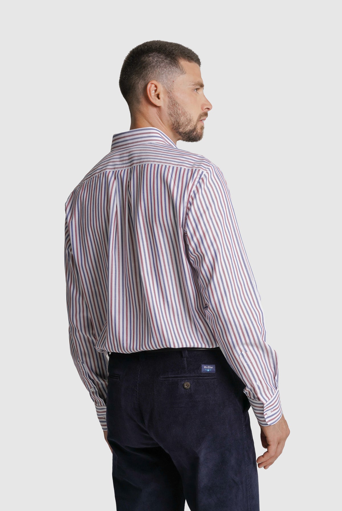 CAMISA FIL-A-FIL REGULAR FIT BORDEAUX ÀS RISCAS MR. BLUE