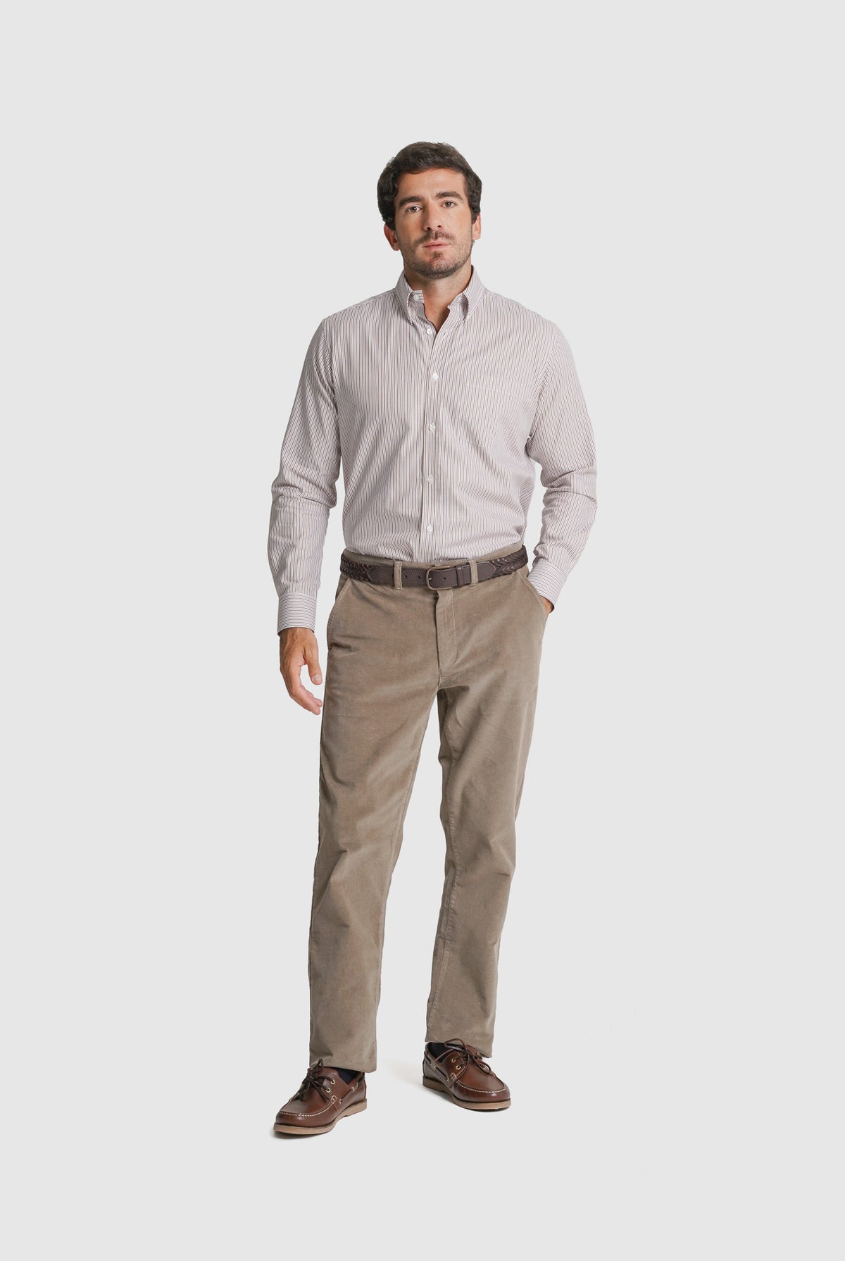 CAMISA TWILL REGULAR FIT BRANCA ÀS RISCAS MR. BLUE
