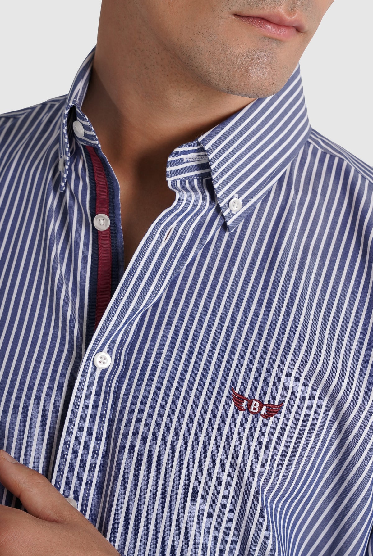 CAMISA TWILL REGULAR FIT AZUL ÀS RISCAS MR. BLUE