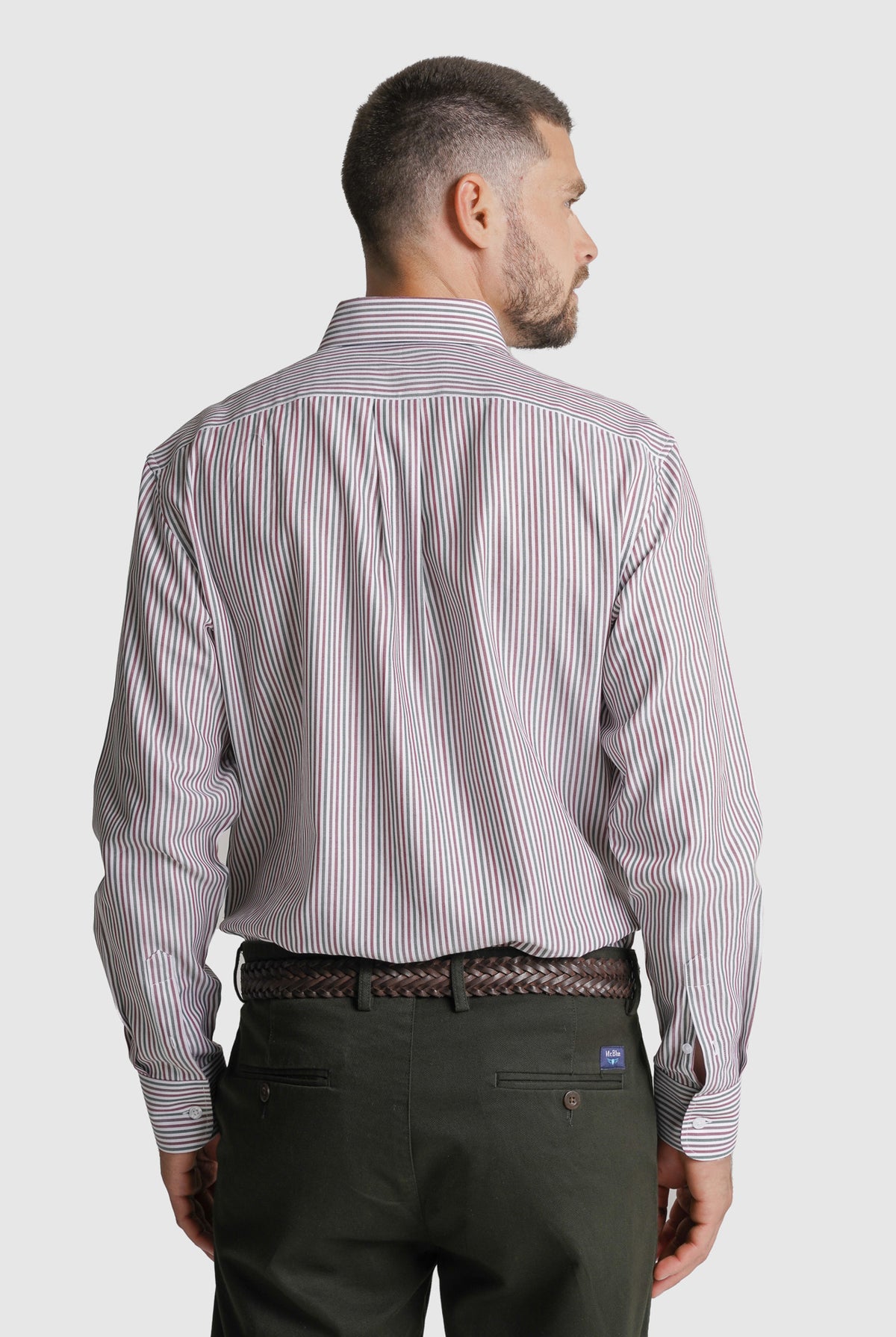 CAMISA TWILL REGULAR FIT BRANCA ÀS RISCAS MR. BLUE
