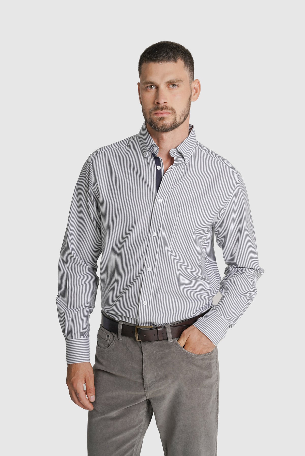 CAMISA TWILL REGULAR FIT VERDE ÀS RISCAS MR. BLUE