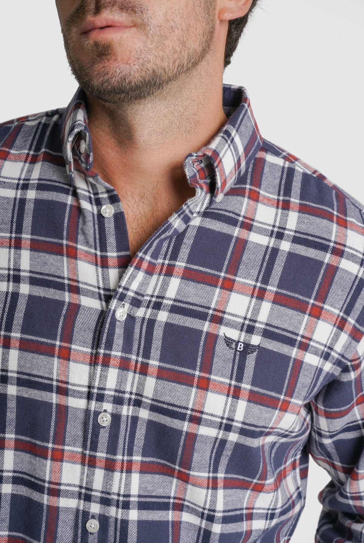 CAMISA FLANELA REGULAR FIT VERMELHA AO QUADRADO MR. BLUE