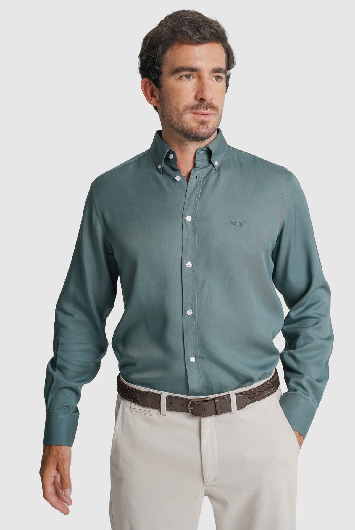 CAMISA TWILL REGULAR FIT VERDE LISA MR. BLUE