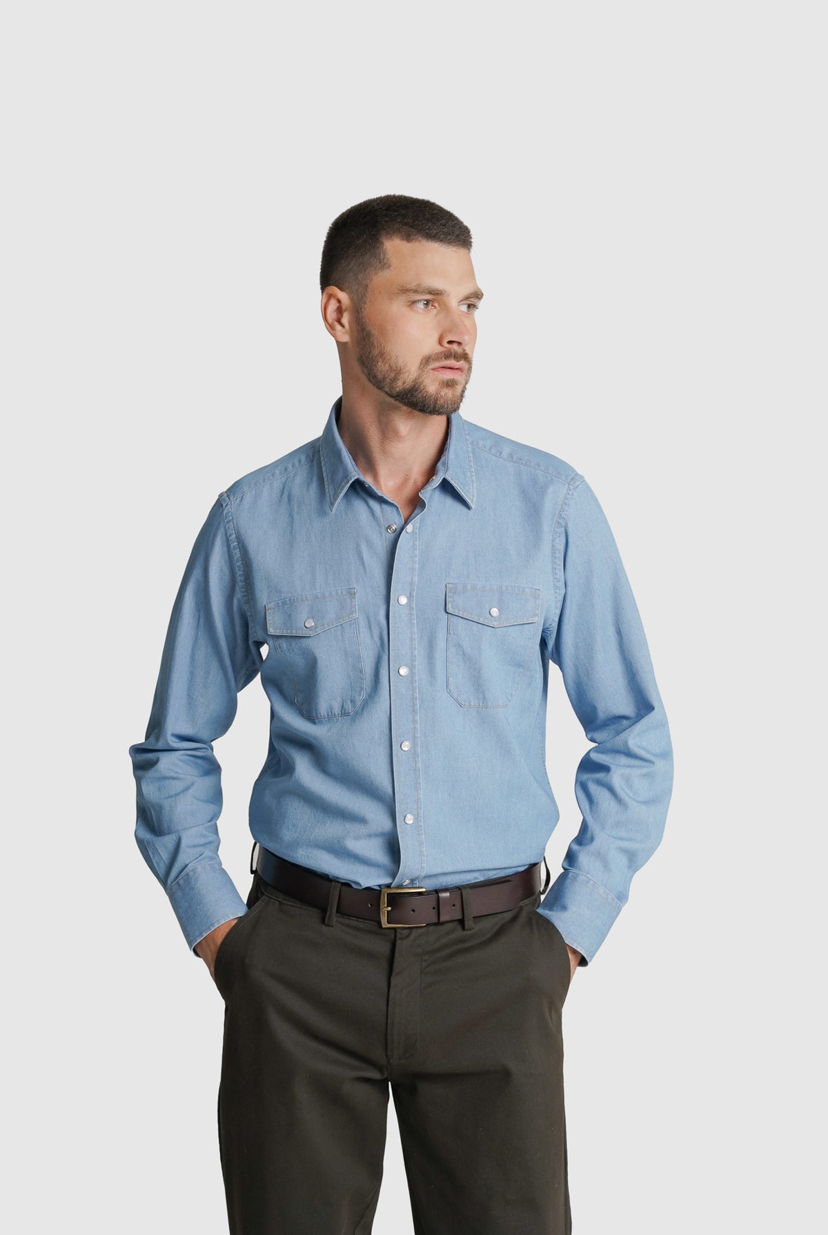 CAMISA GANGA REGULAR FIT AZUL LISA MR. BLUE