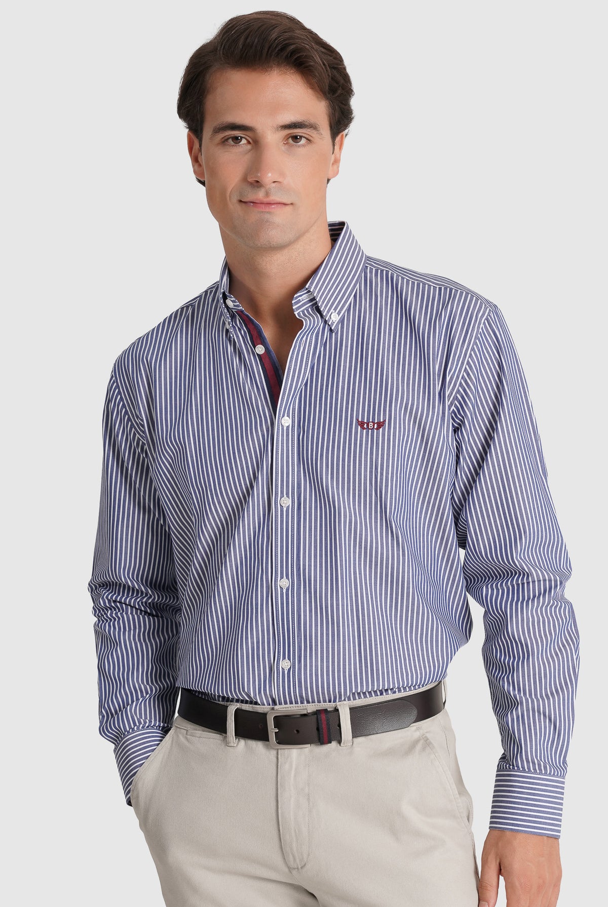 CAMISA TWILL REGULAR FIT AZUL ÀS RISCAS MR. BLUE