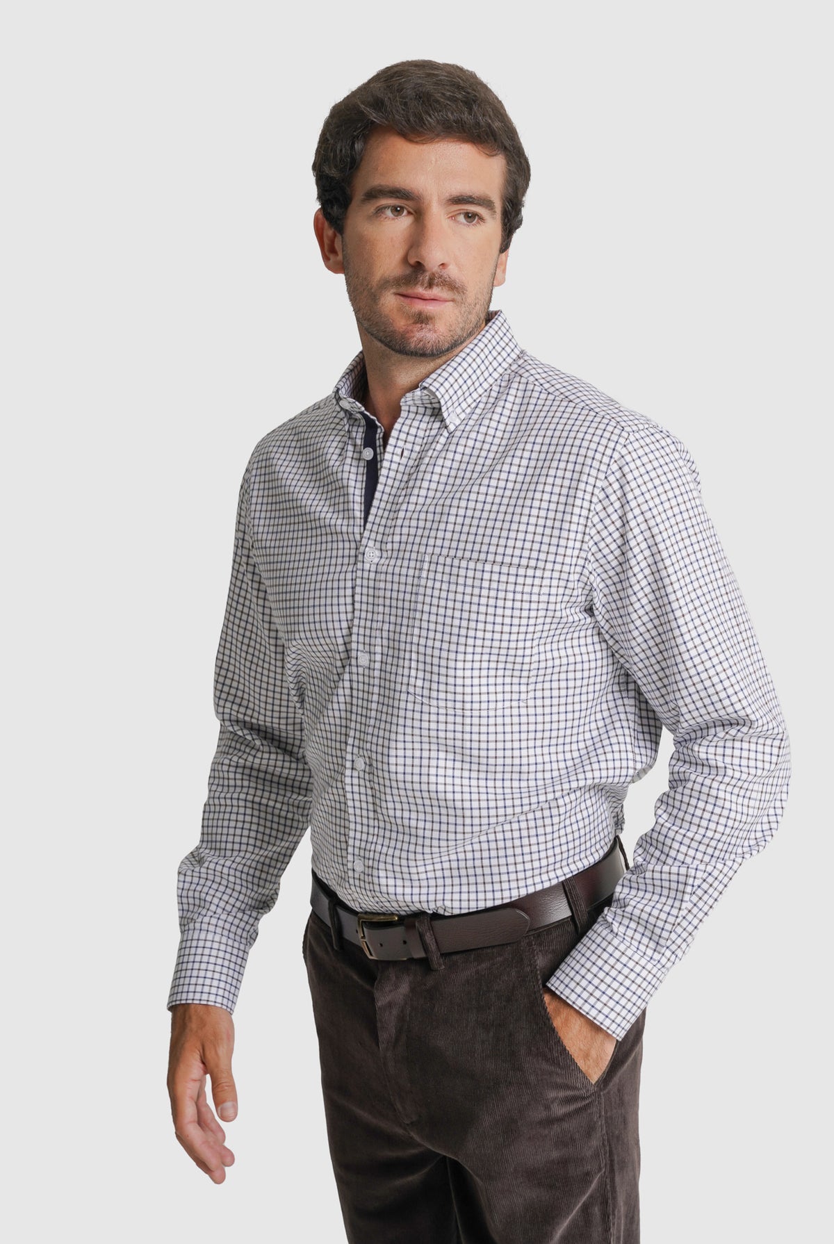CAMISA TWILL REGULAR FIT CASTANHA AO QUADRADO MR. BLUE