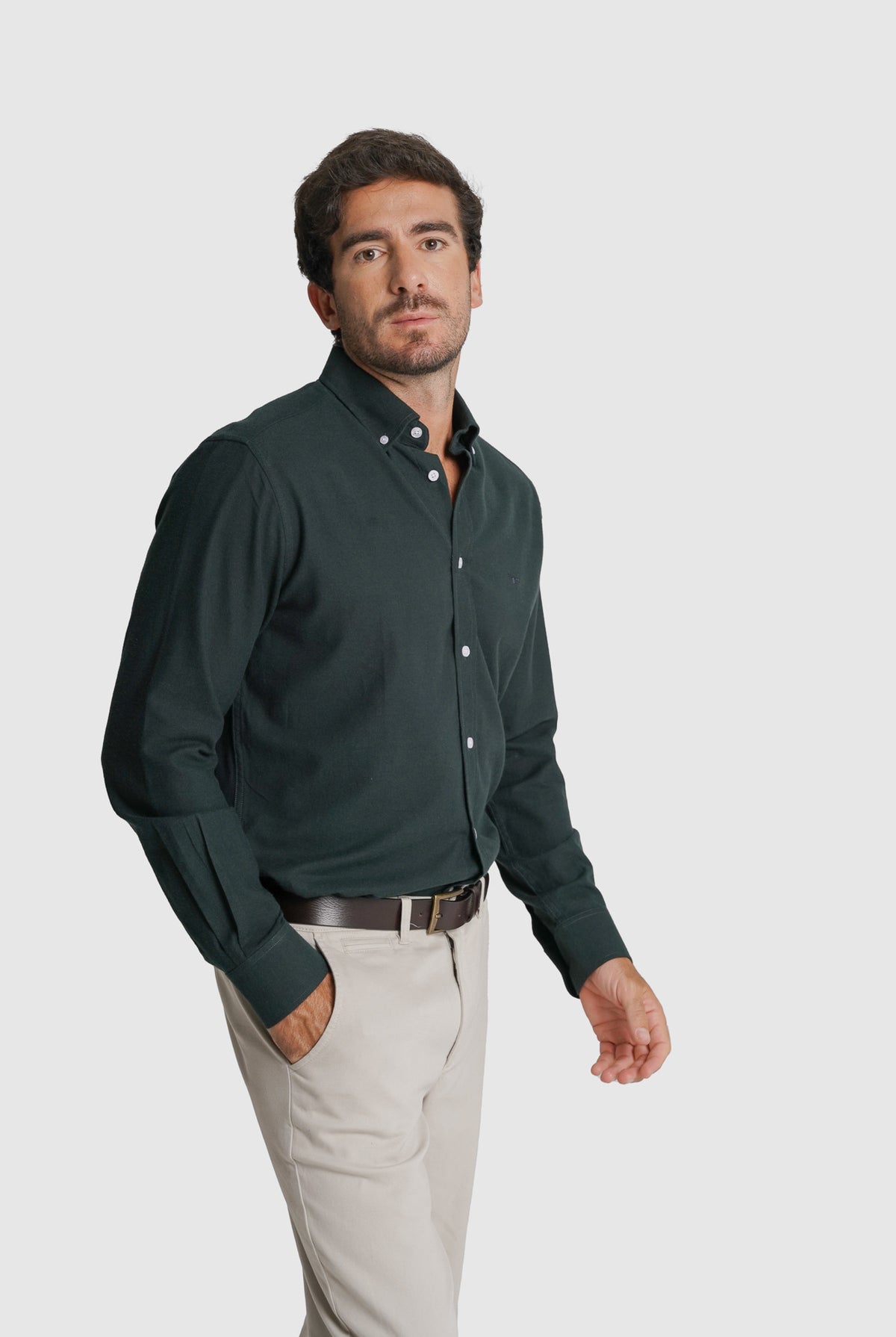 CAMISA ALGODÃO REGULAR FIT VERDE LISA MR. BLUE