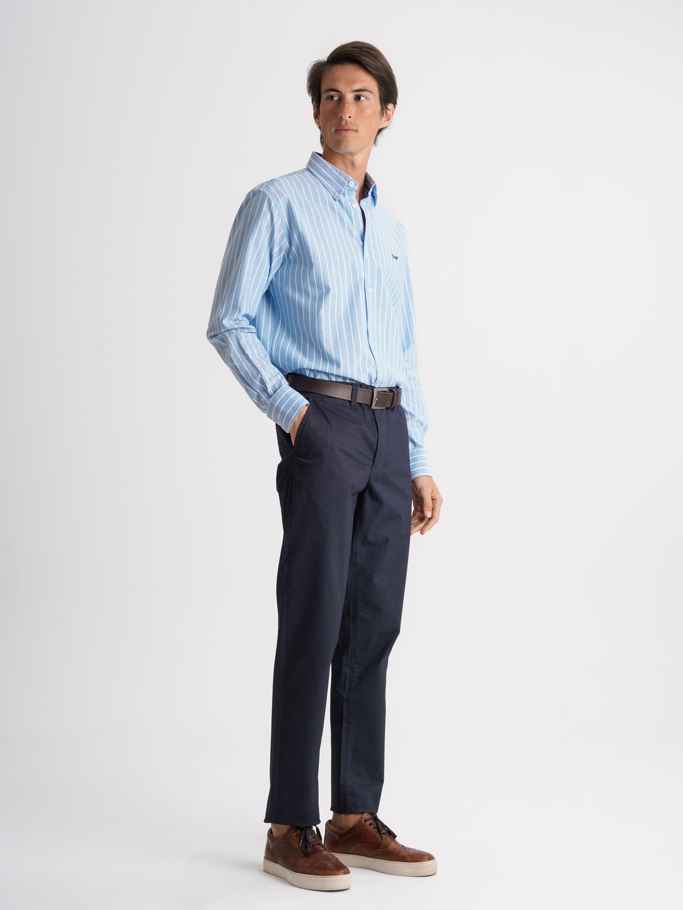 Camisa azul Oxford de corte estándar de Mr. Blue