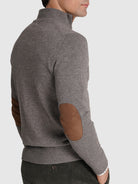 GRAY WOOL PULLOVER WITH REGULAR FIT MR ELBOW PADS. BLUE