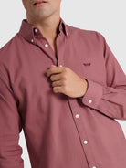 CAMISA ALGODÓN ROJA MANGA LARGA REGULAR FIT MR. AZUL