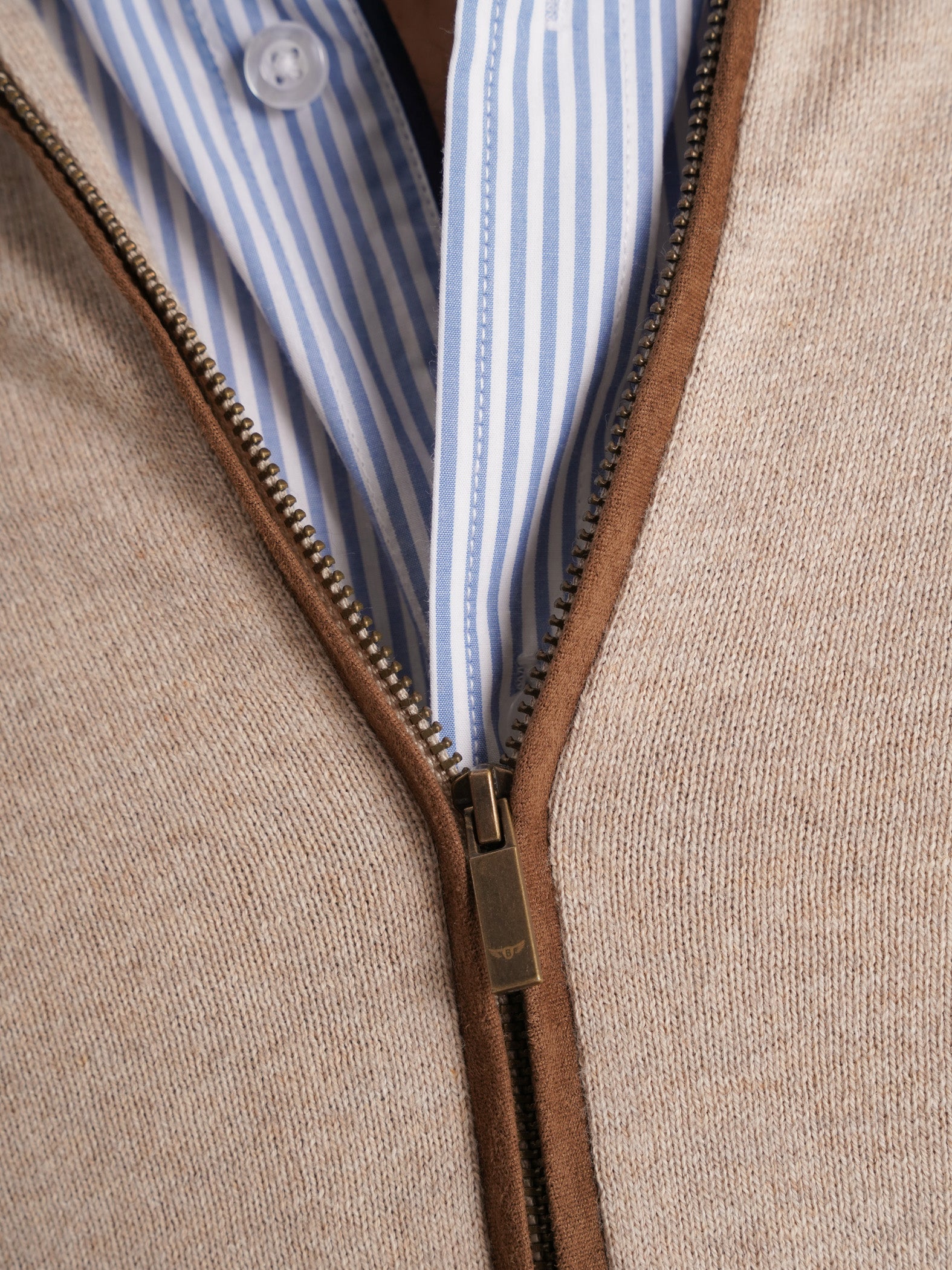 BEIGE COTTON PULLOVER LONG SLEEVE REGULAR FIT MR. BLUE