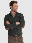 GREEN WOOL PULLOVER WITH REGULAR FIT MR ELBOW PADS. BLUE