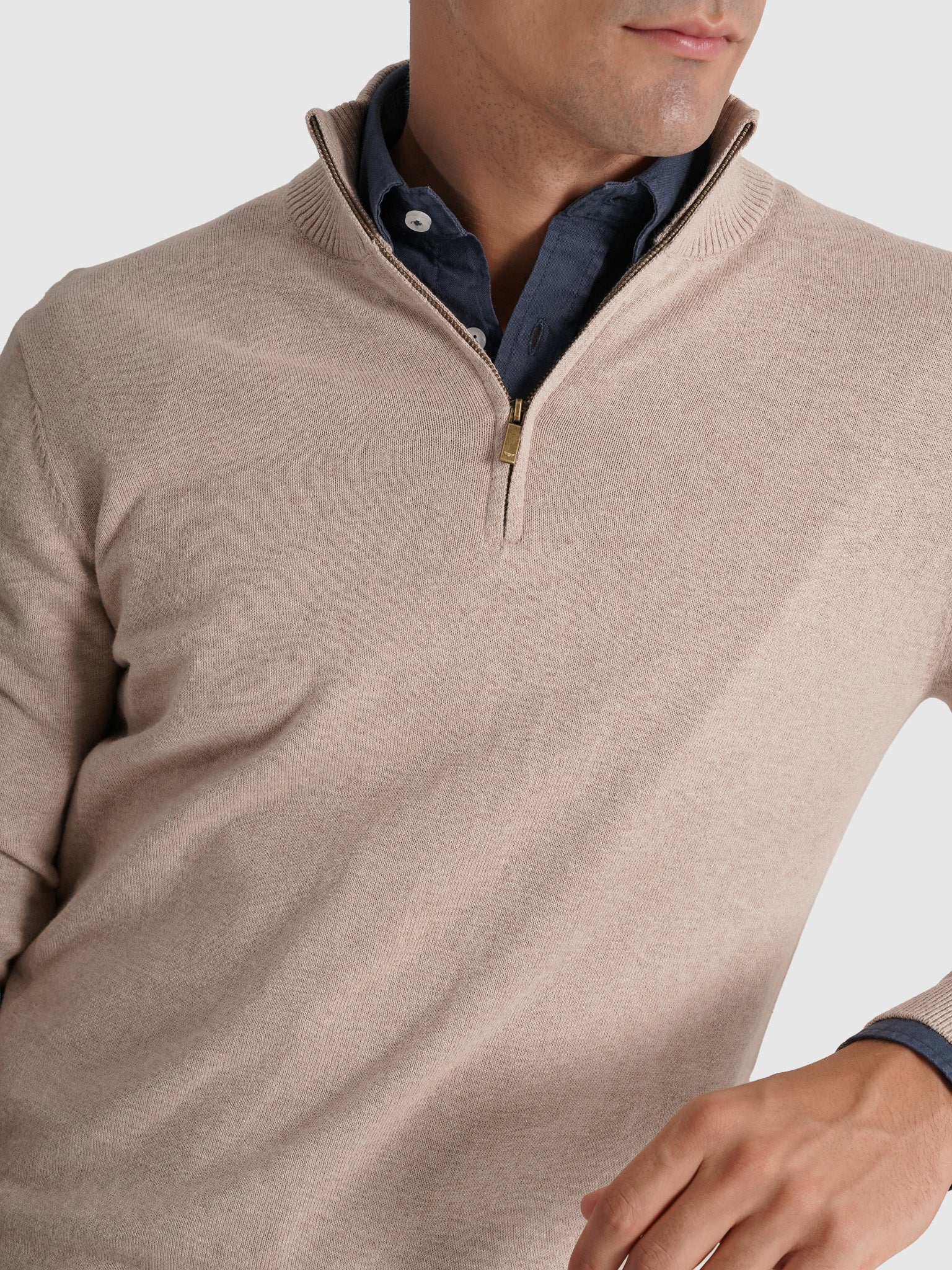 BEIGE CASHMERE PULLOVER LONG SLEEVE REGULAR FIT MR. BLUE