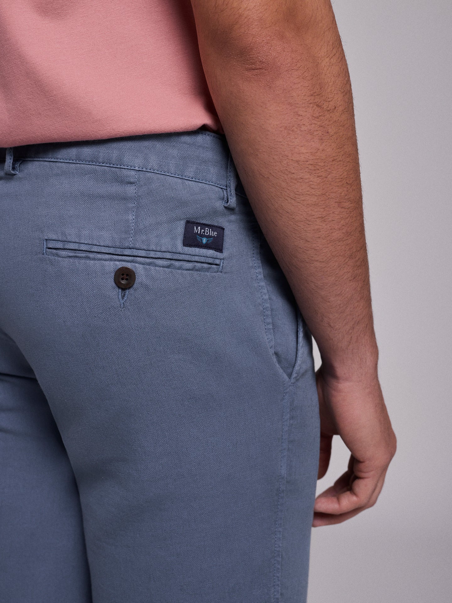 BERMUDA LINO AZUL REGULAR FIT MR. AZUL