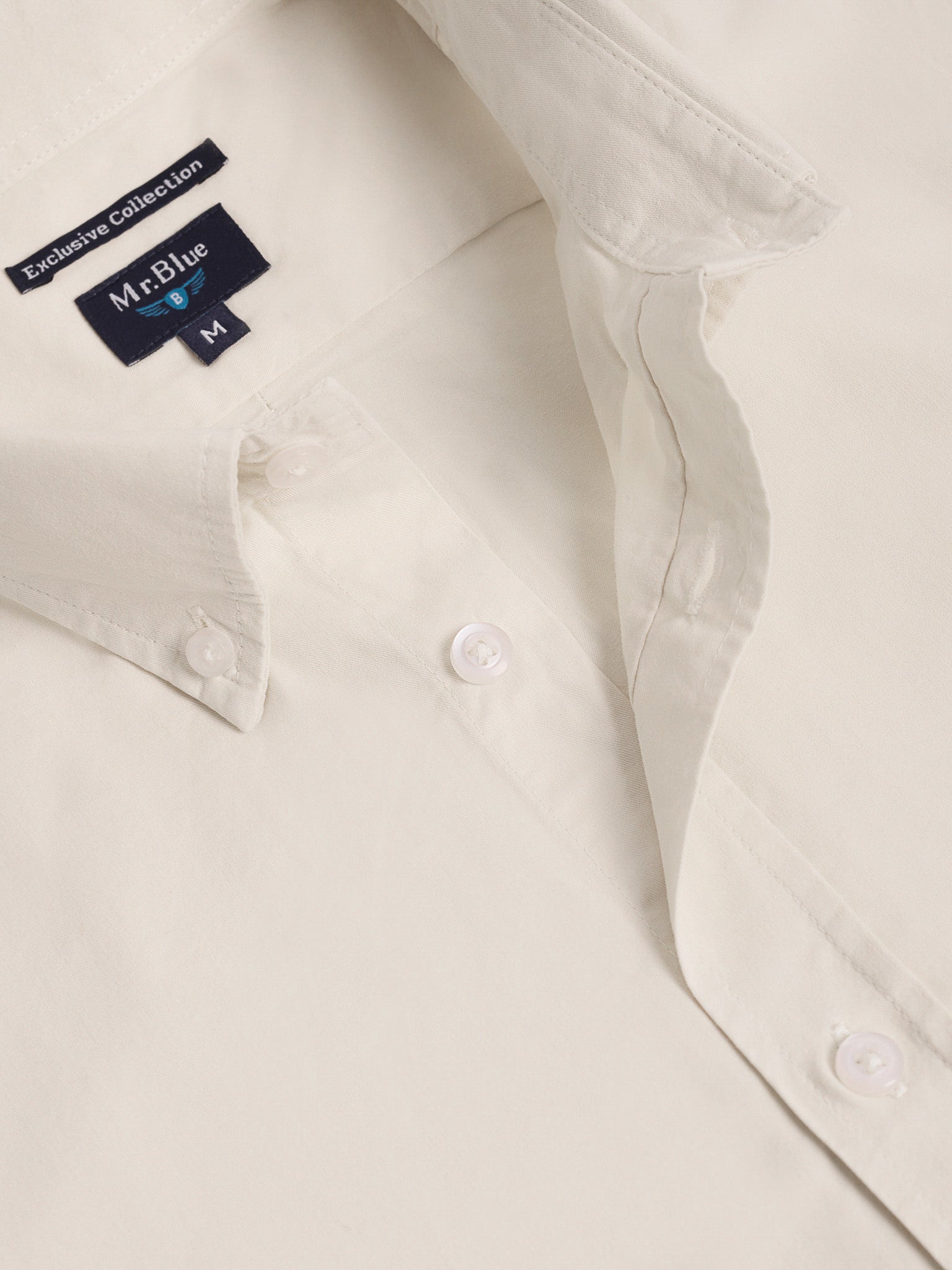 WHITE COTTON SHIRT LONG SLEEVE REGULAR FIT MR. BLUE