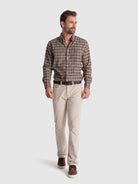 CAMISA ALGODÓN MARRÓN MANGA LARGA REGULAR FIT MR. AZUL