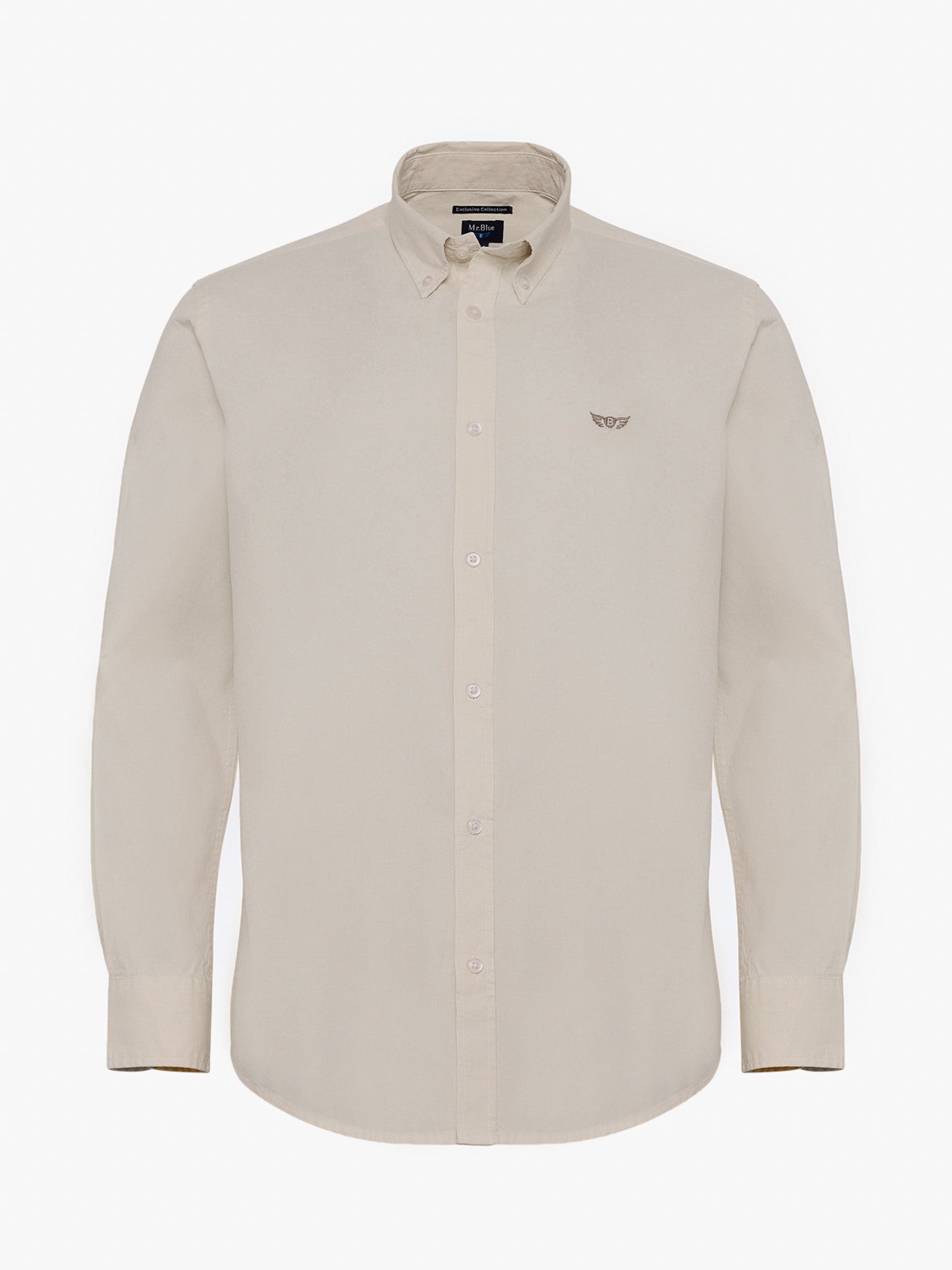 WHITE COTTON SHIRT LONG SLEEVE REGULAR FIT MR. BLUE