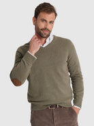 JERSEY DE LANA VERDE CON CODERAS MR REGULAR FIT. AZUL