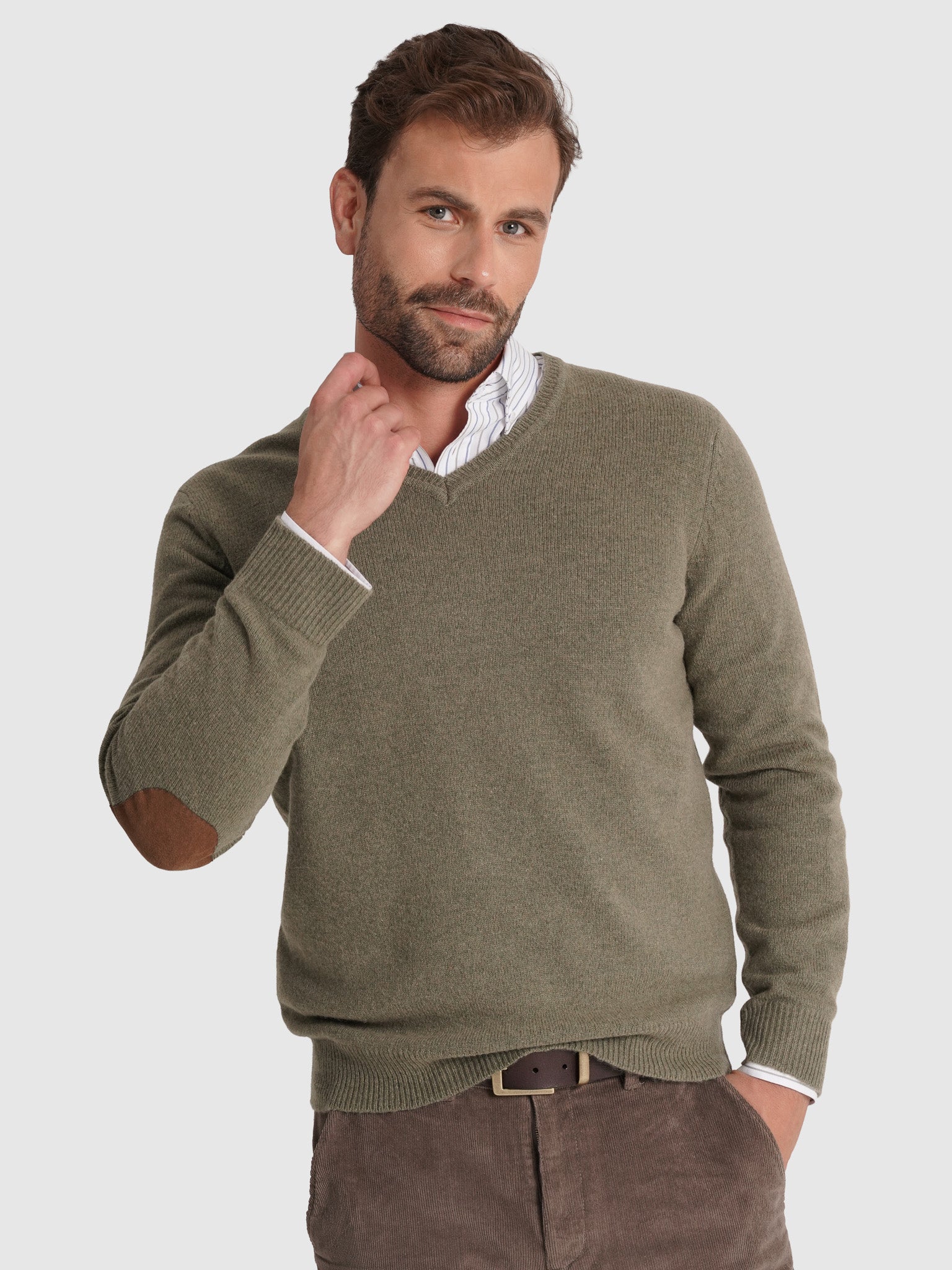 JERSEY DE LANA VERDE CON CODERAS MR REGULAR FIT. AZUL