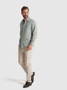 CAMISA ALGODÓN VERDE MANGA LARGA SLIM FIT MR. AZUL